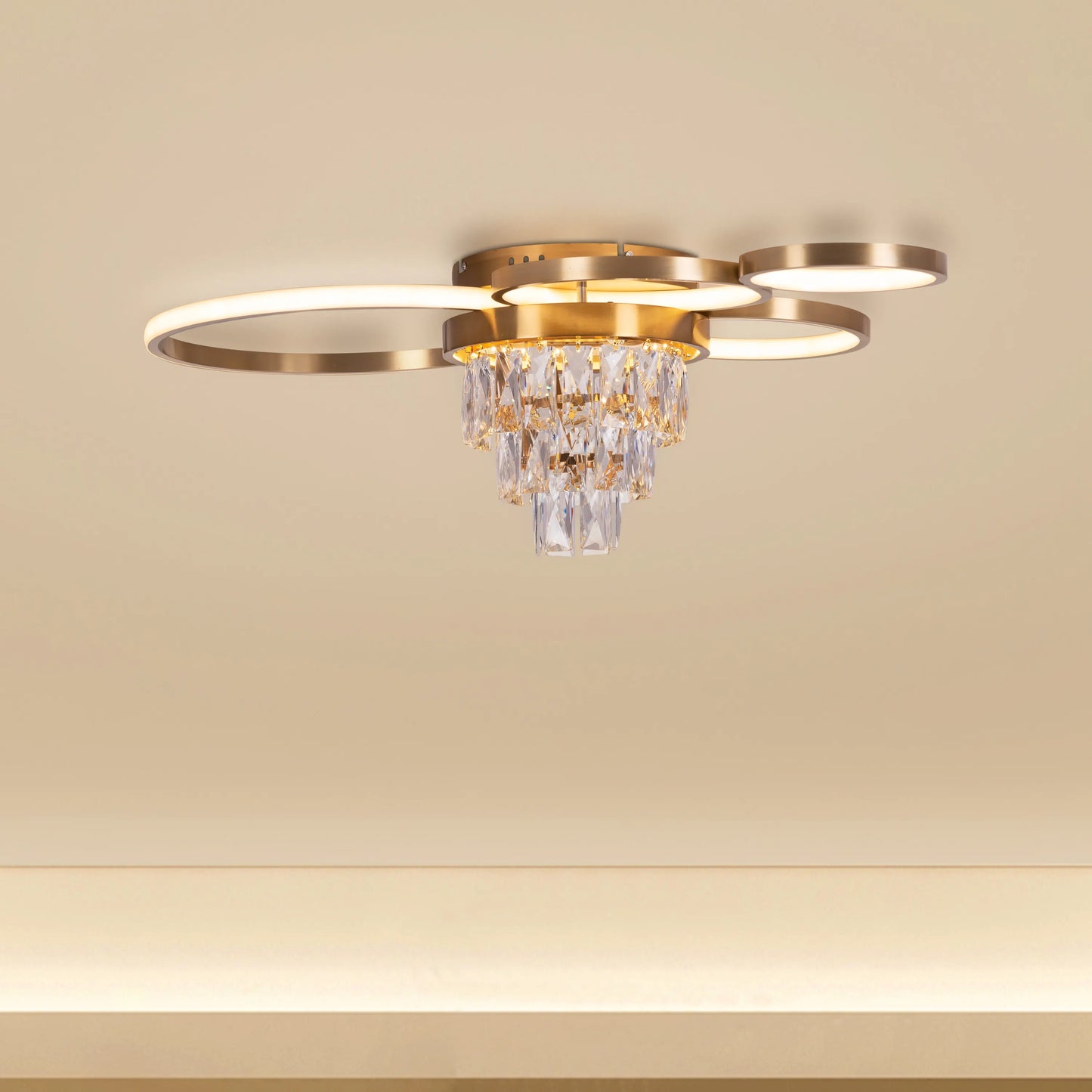 Make It Rain Signature (Gold, 3 Colour Dimmable LED with Remote Control) Crystal Ceiling Light