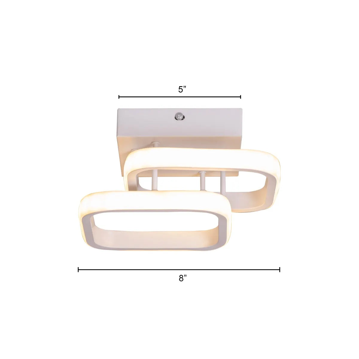 Square white ceiling light with three-color dimmable LED.