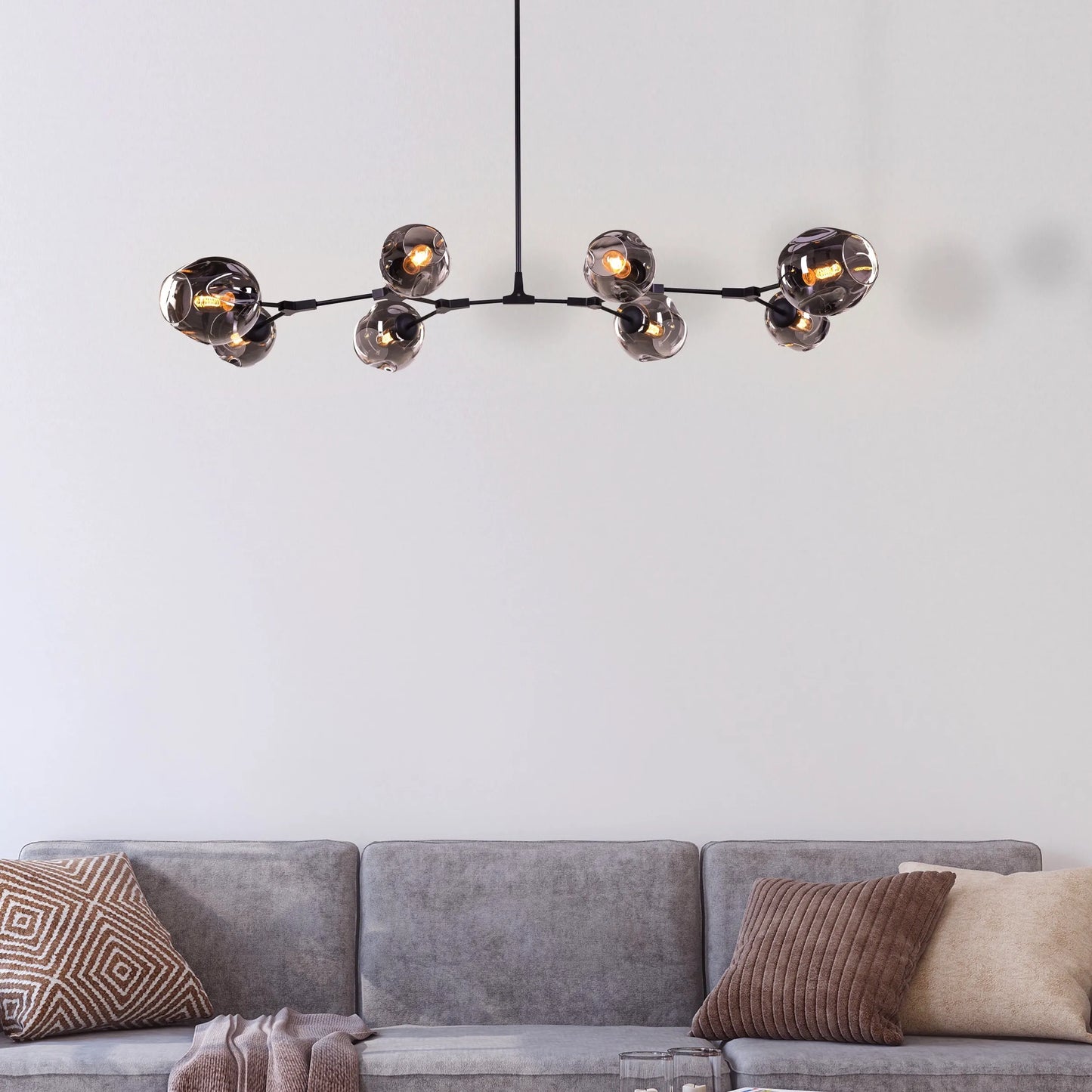 Games People Play (Large, Black, Smokey Grey) Glass Chandelier