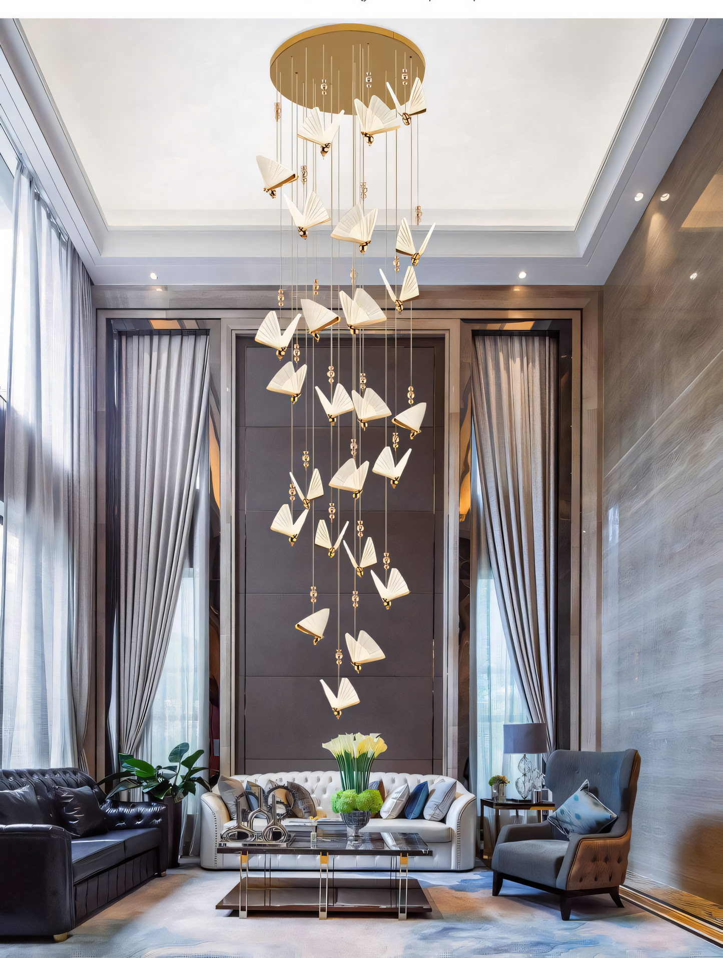 Woodland retreat chandelier with captivating butterfly design