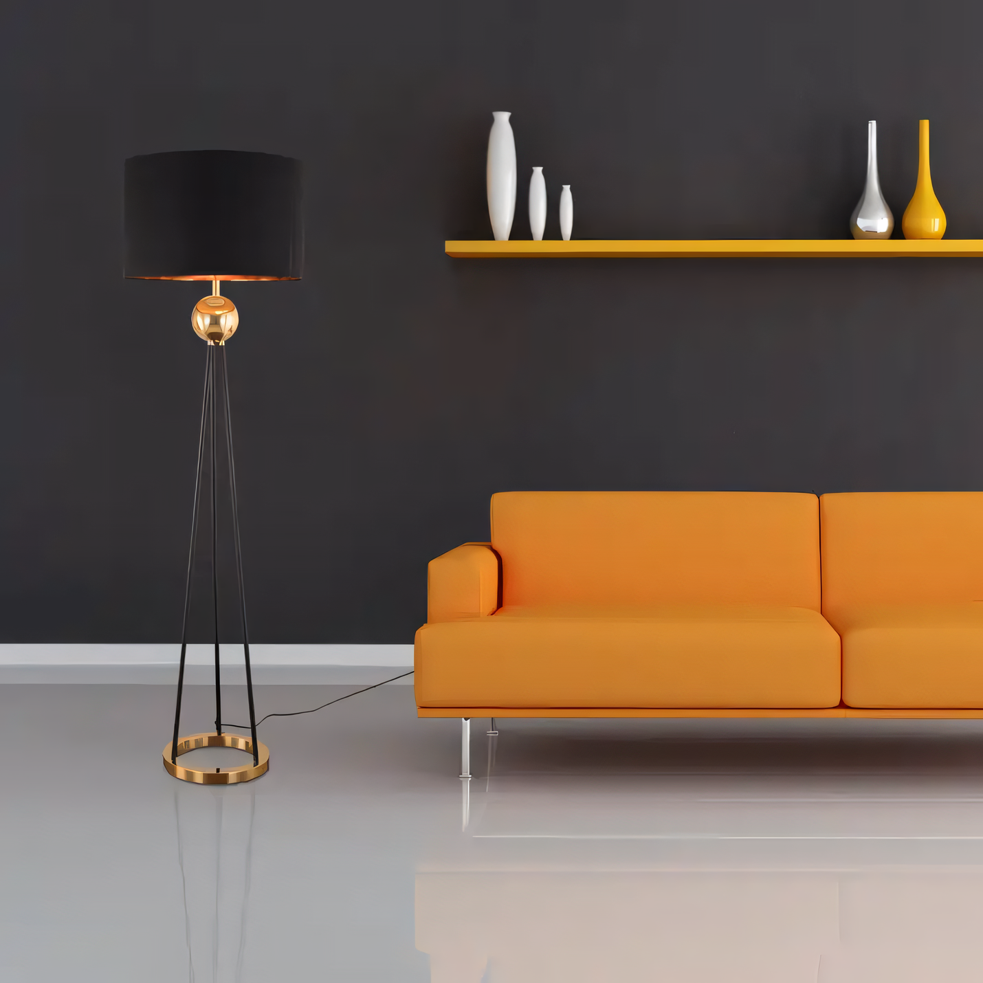 Serene and enchanting ambiance created by round floor lamp