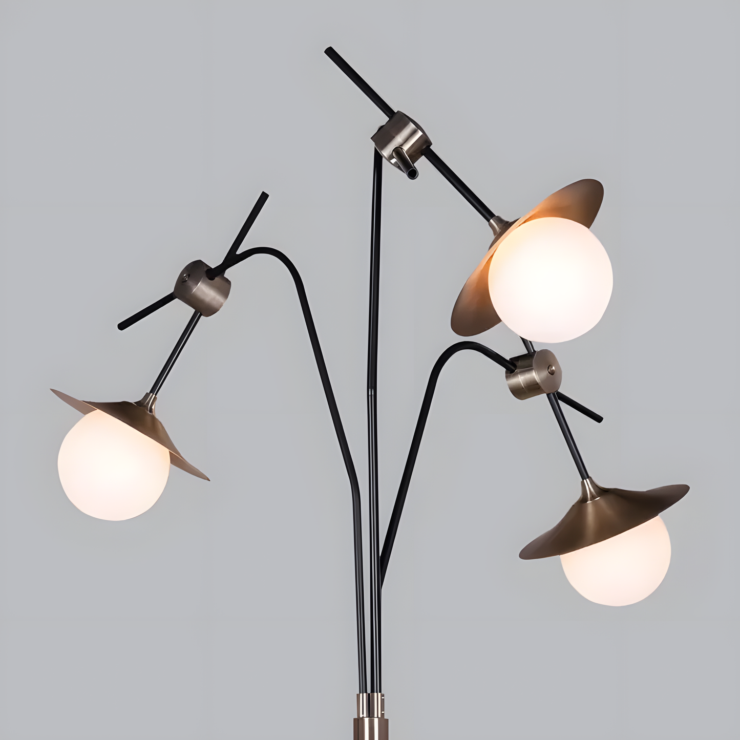 Elegant floor lamp with intricate etchings on glass shades