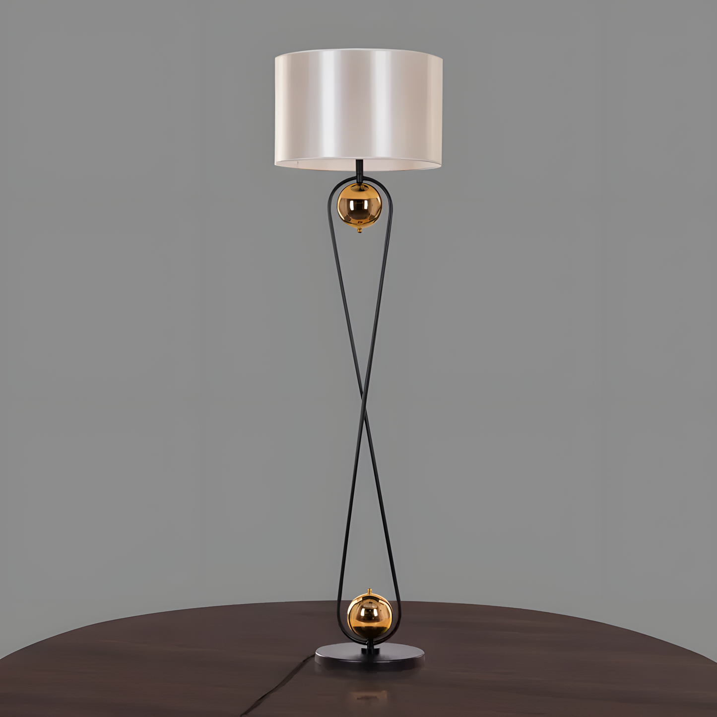 Modern living room floor lamp with fabric off-white shade