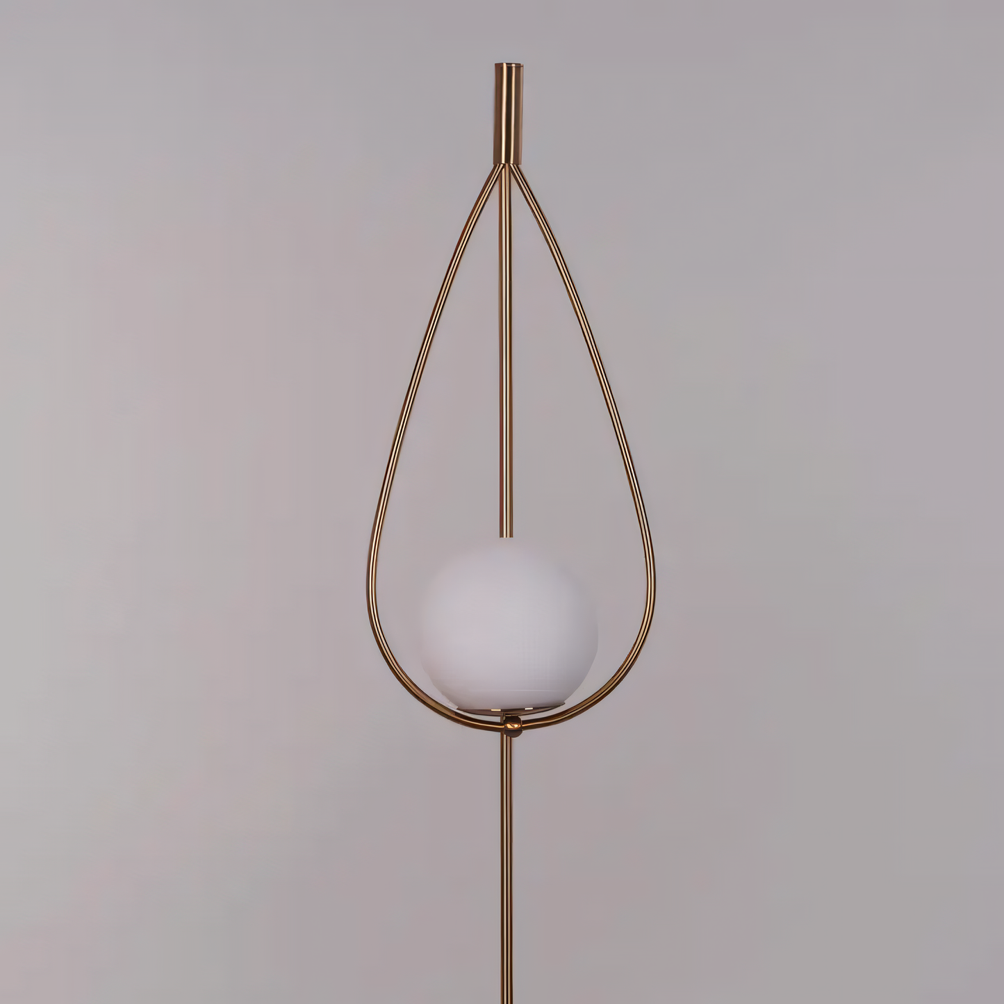 Milky white glass goblet in the black metal shade of the Heart On Fire Smart LED Floor Lamp