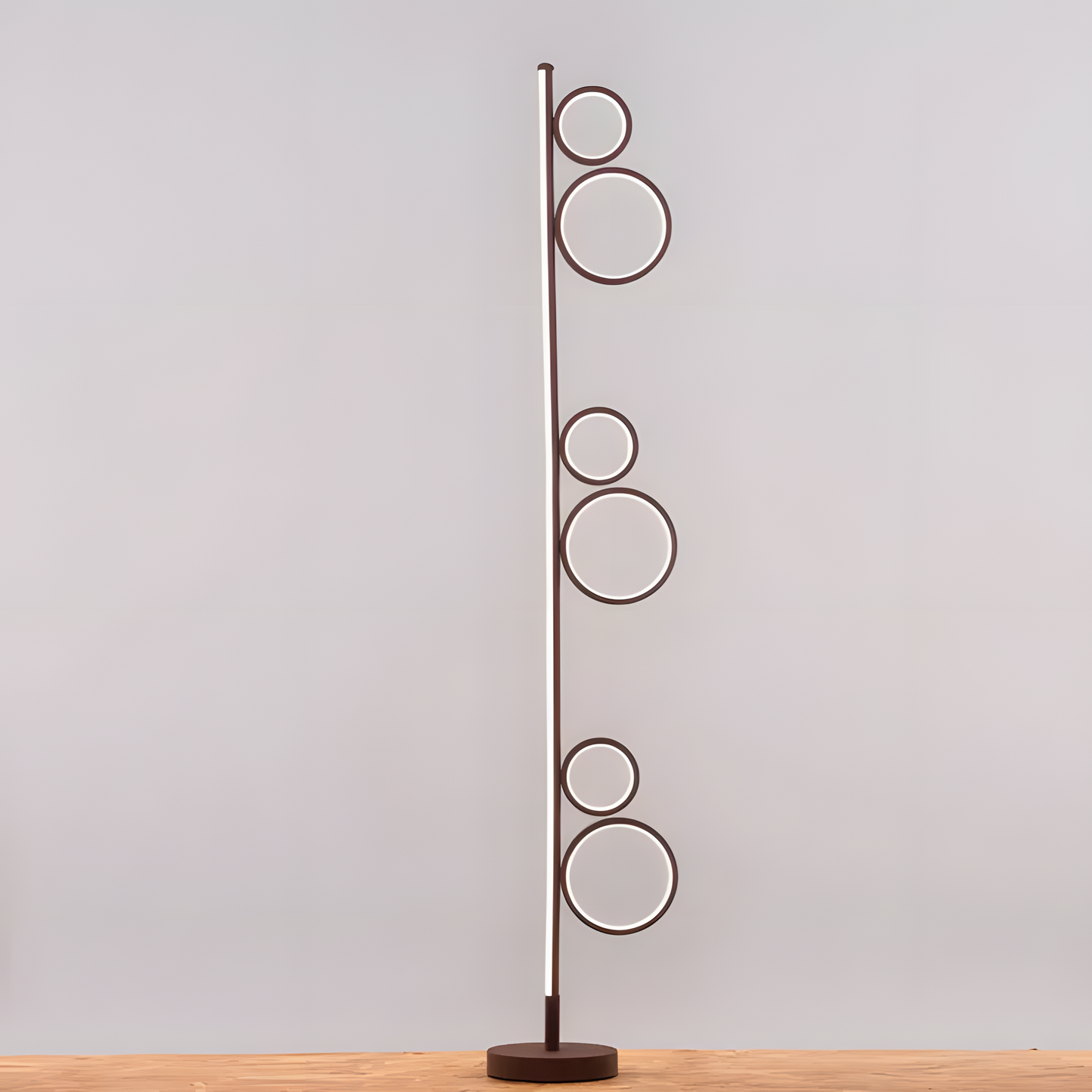 Elegant matte brown floor lamp with remote control dimming