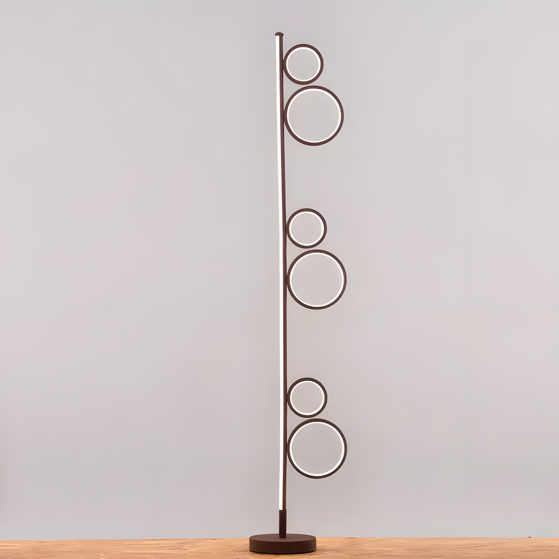Elegant matte brown floor lamp with remote control dimming
