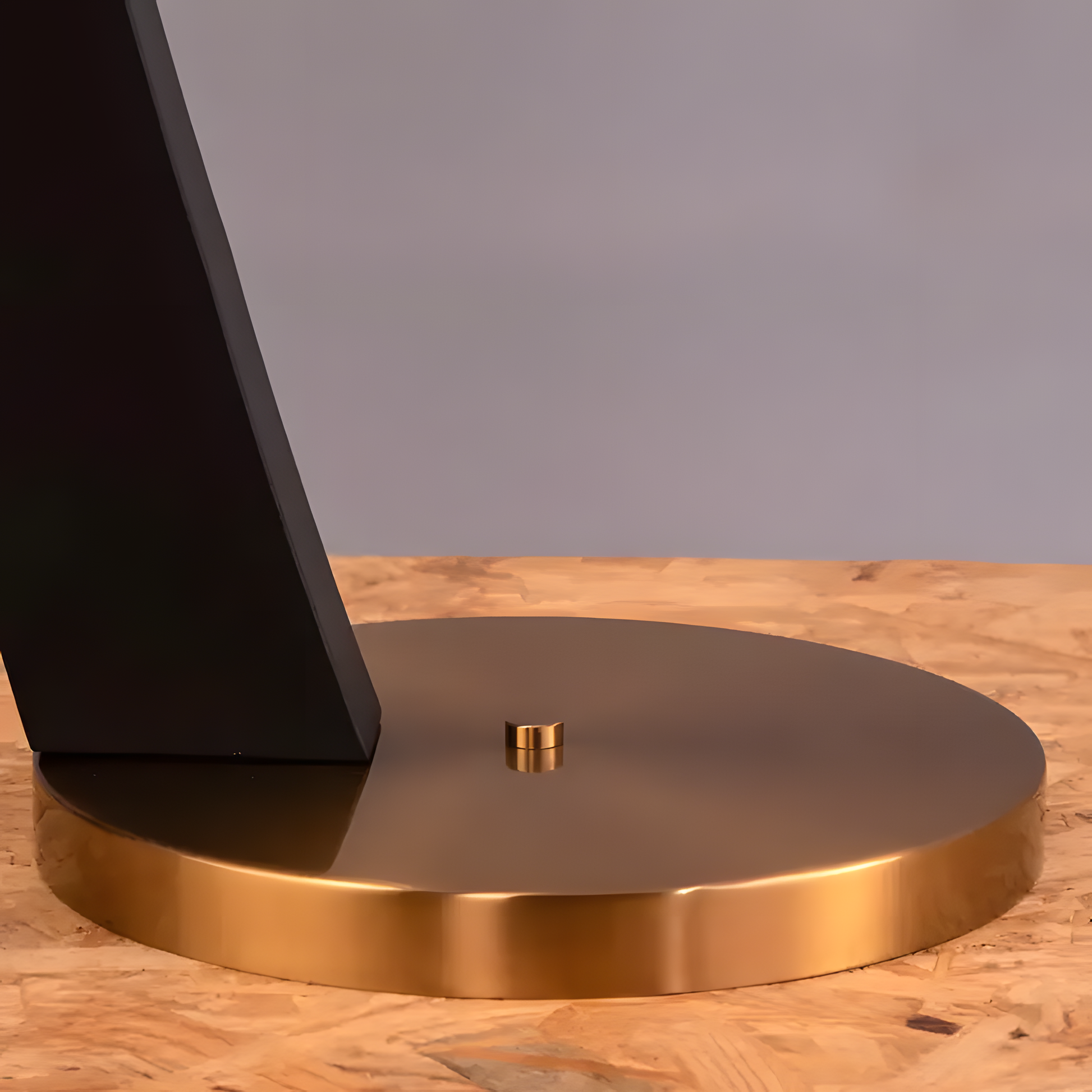 Floor lamp with matte black finish and gold accents