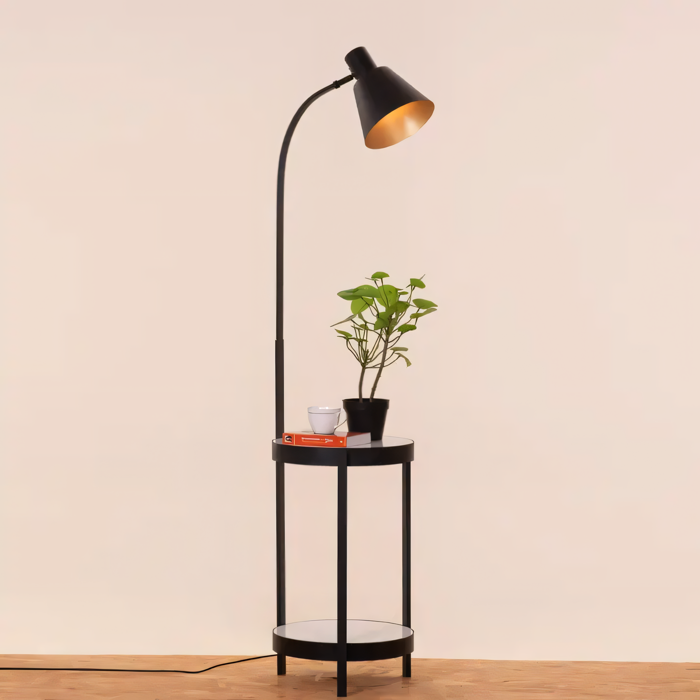 Striking floor lamp that complements contemporary living spaces