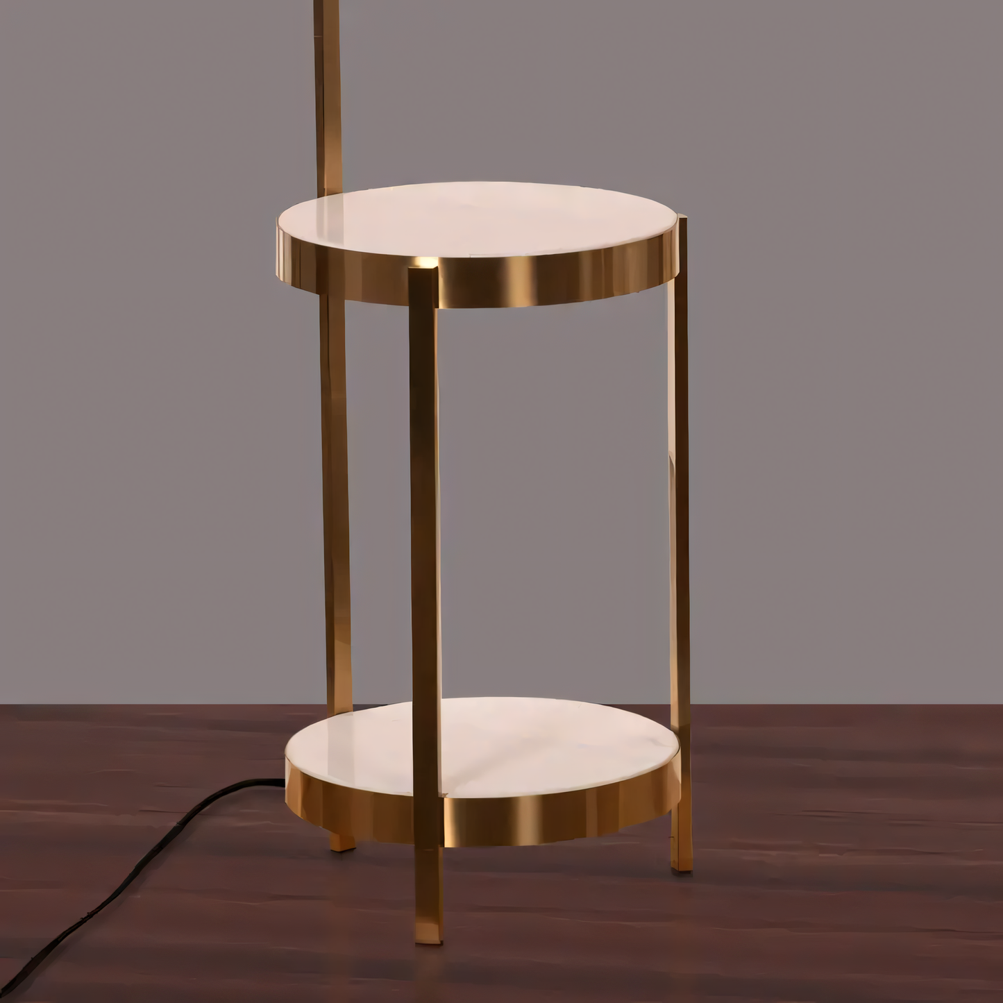 Opulent floor lamp featuring white marble and gold finish