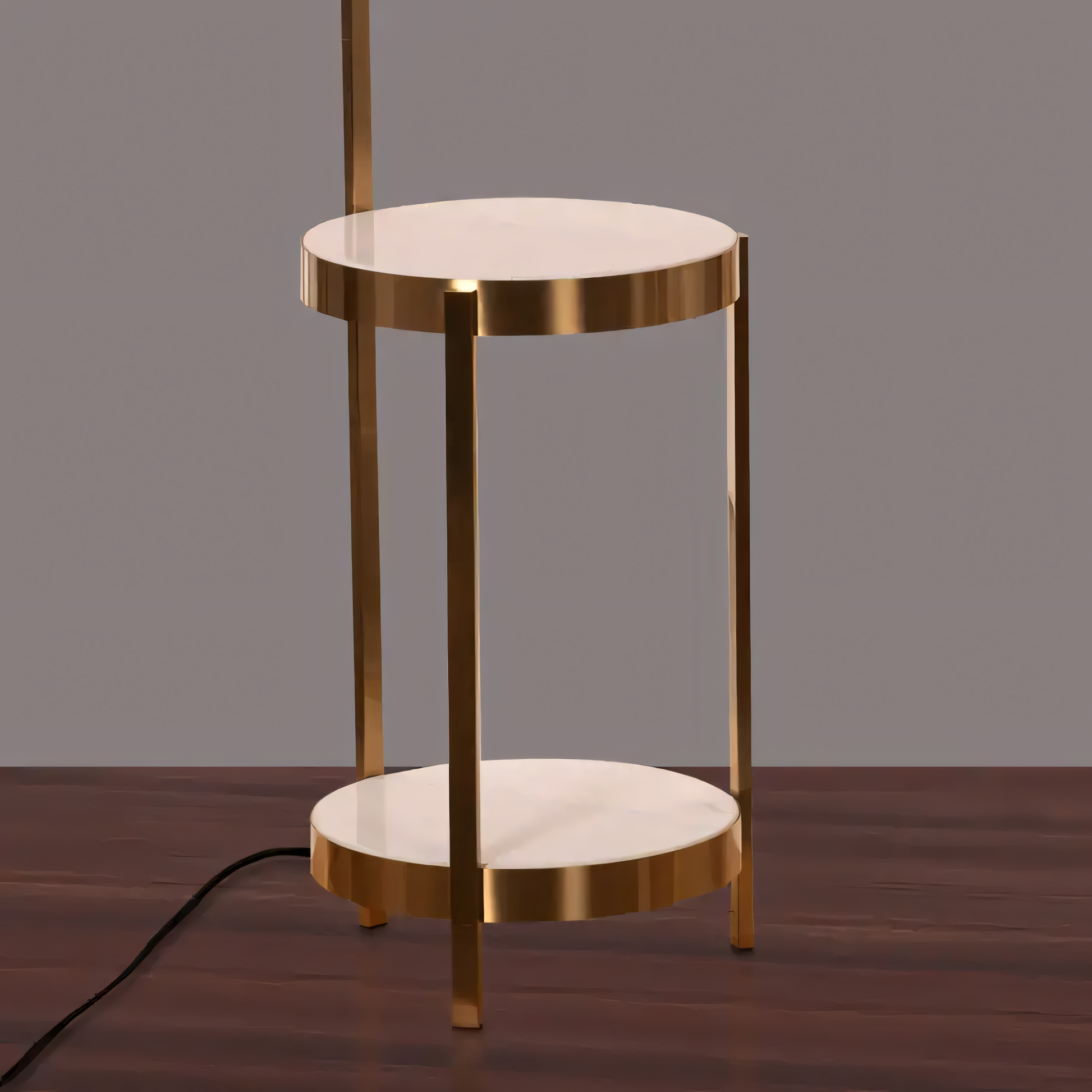 Opulent floor lamp featuring white marble and gold finish