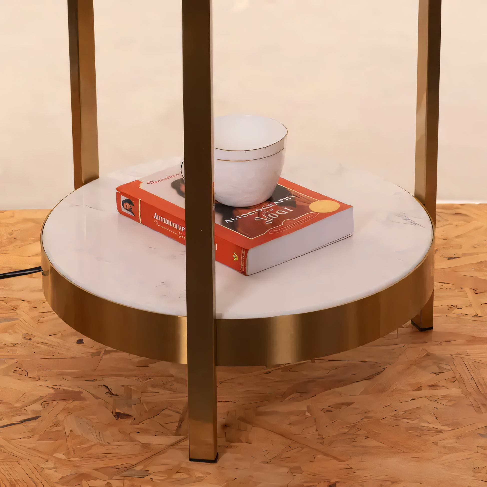 Luxurious gold floor lamp with white marble accents