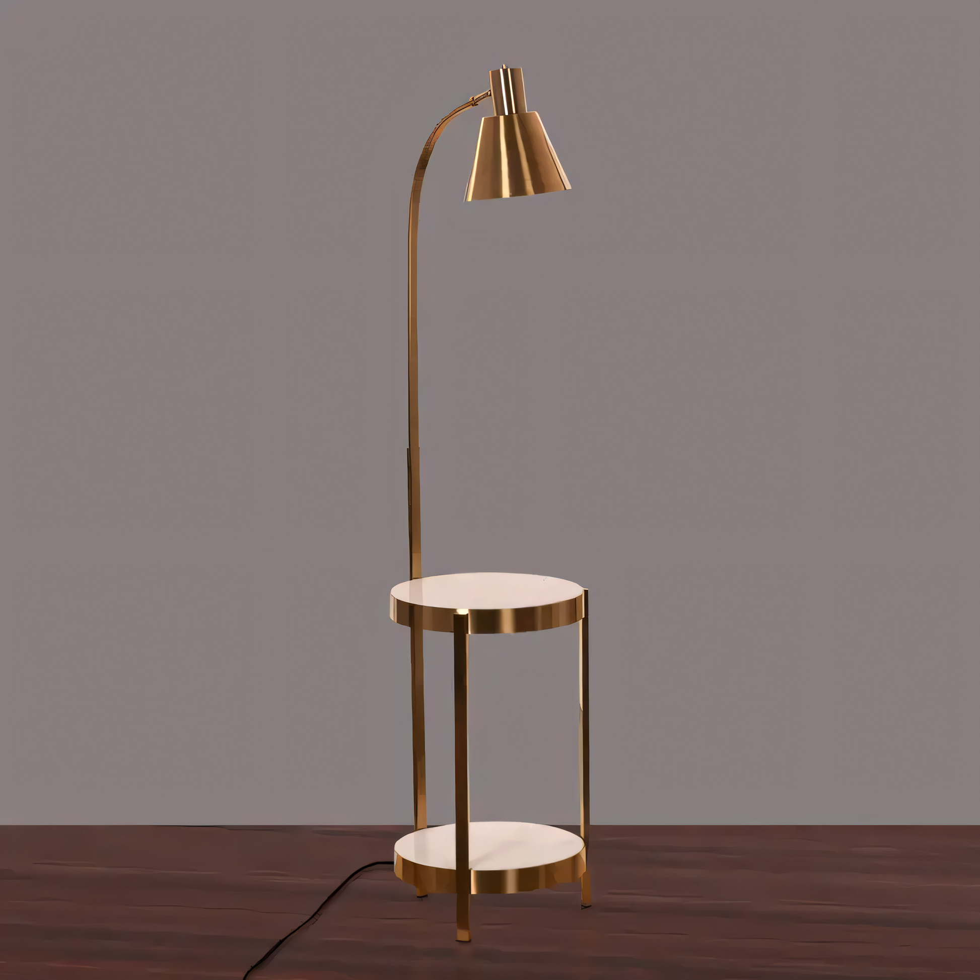 Exquisite gold floor lamp with pristine white marble accents