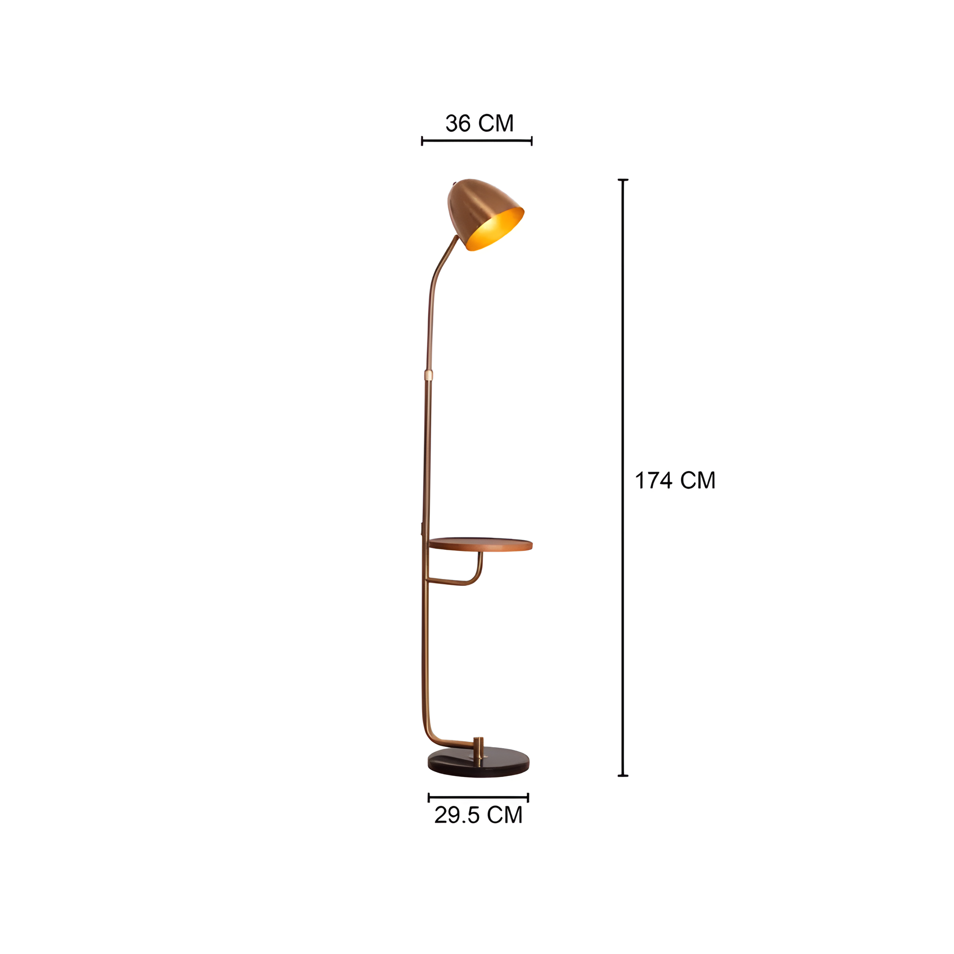 Adjustable arm of the In My Mind (Gold, White) Floor Lamp for optimal lighting