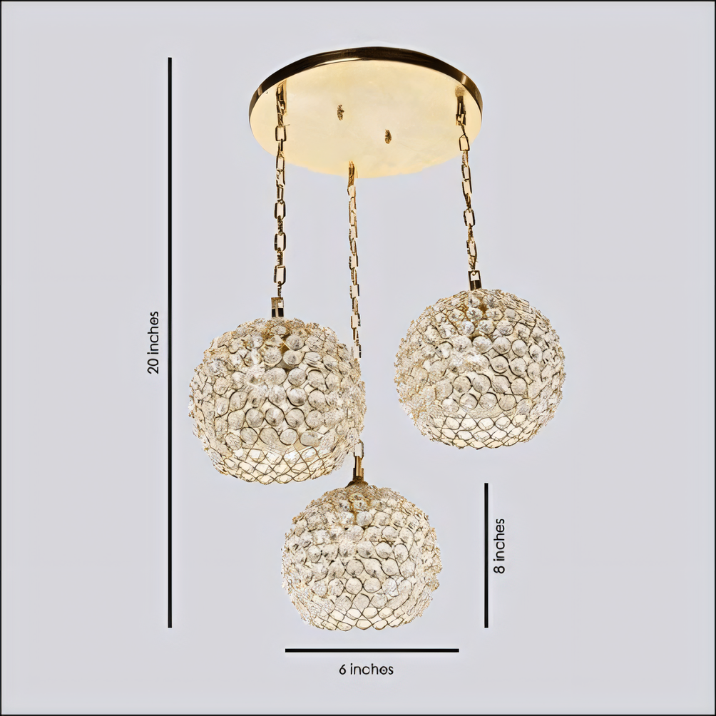 Luxurious crystal and gold hanging light fixture for prestigious hotels