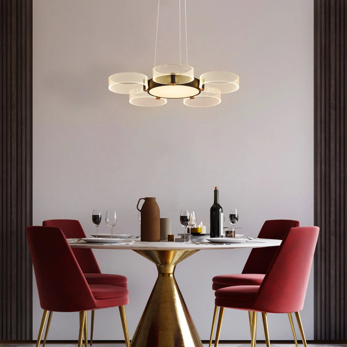 Meet And Greet (Large, 5 Head, Dimmable LED with Remote Control) Chandelier
