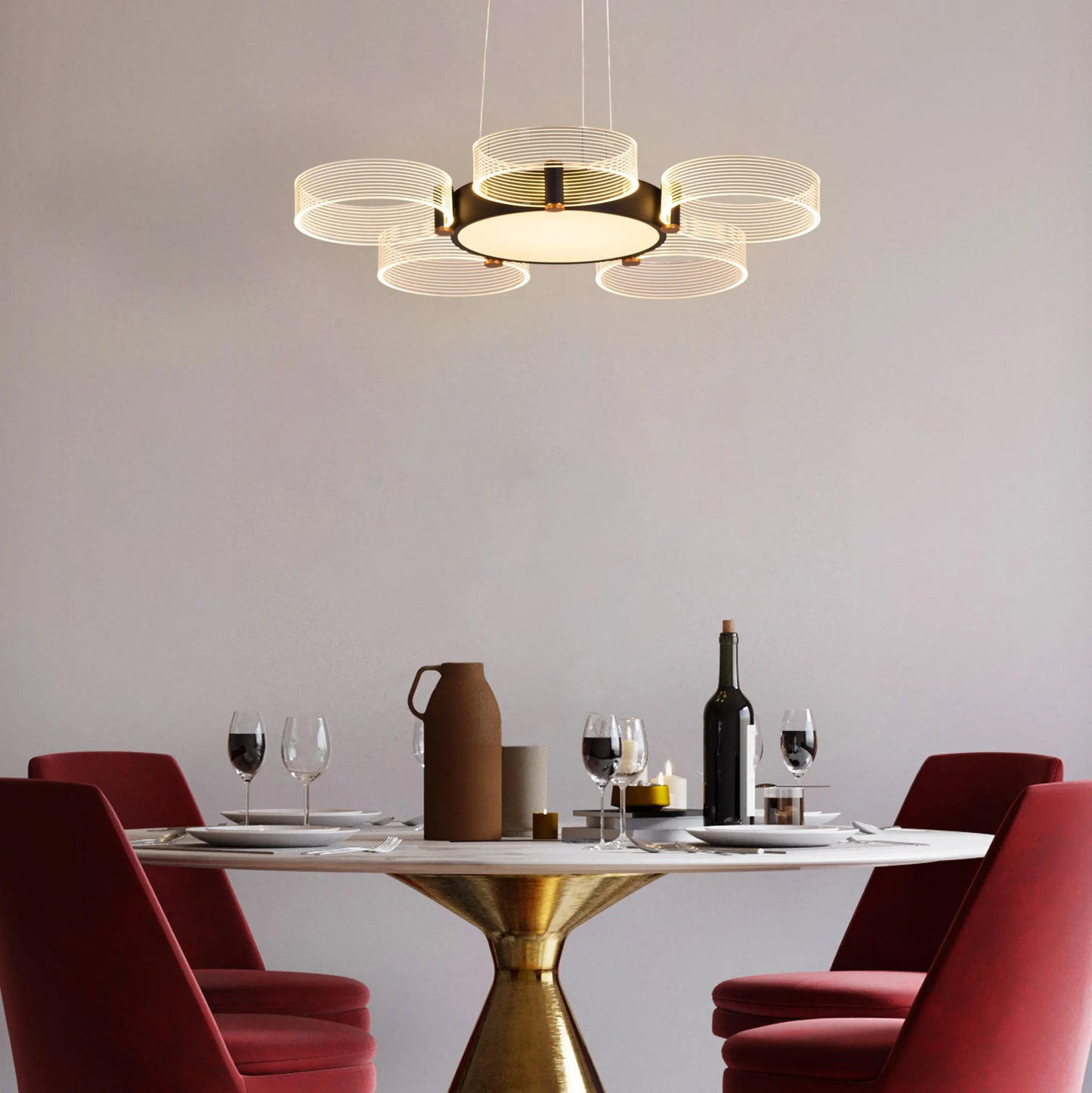 Meet And Greet (Large, 5 Head, Dimmable LED with Remote Control) Chandelier