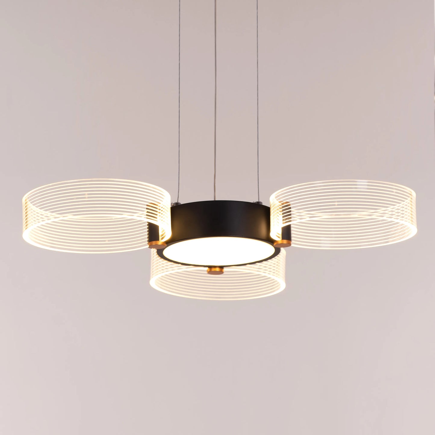 Meet And Greet small chandelier with 3 dimmable LED heads and remote control