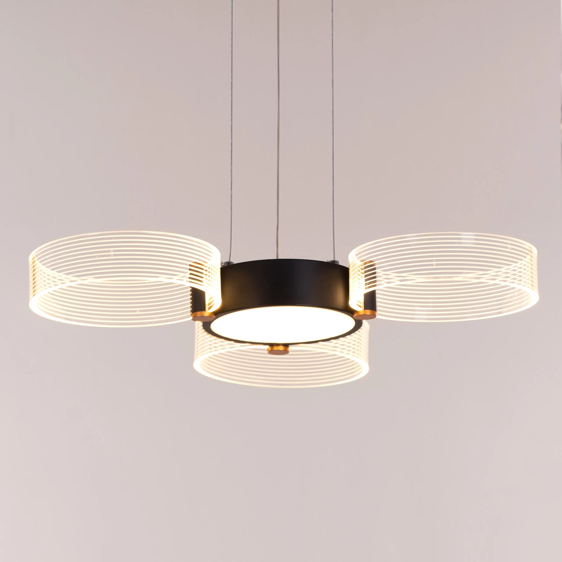 Meet And Greet small chandelier with 3 dimmable LED heads and remote control