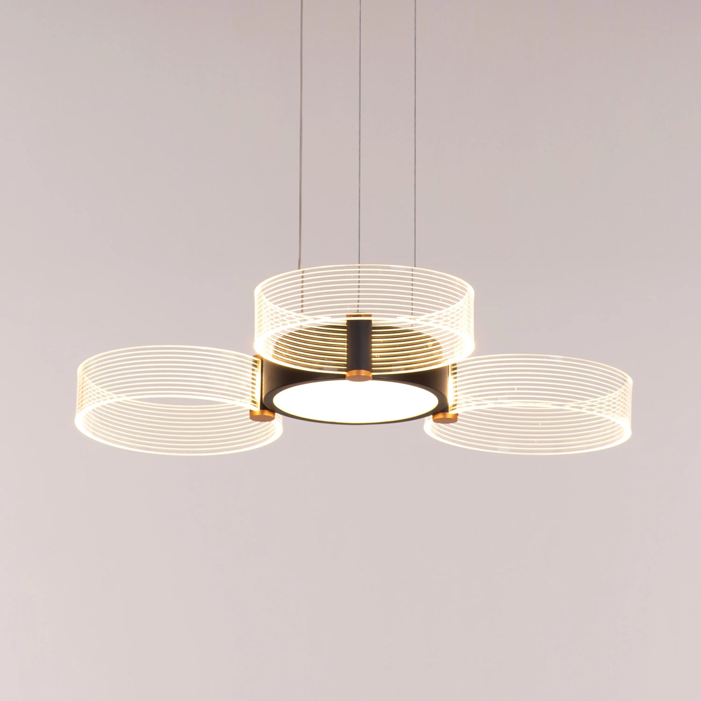 Meet And Greet small chandelier with 3 dimmable LED heads and remote control