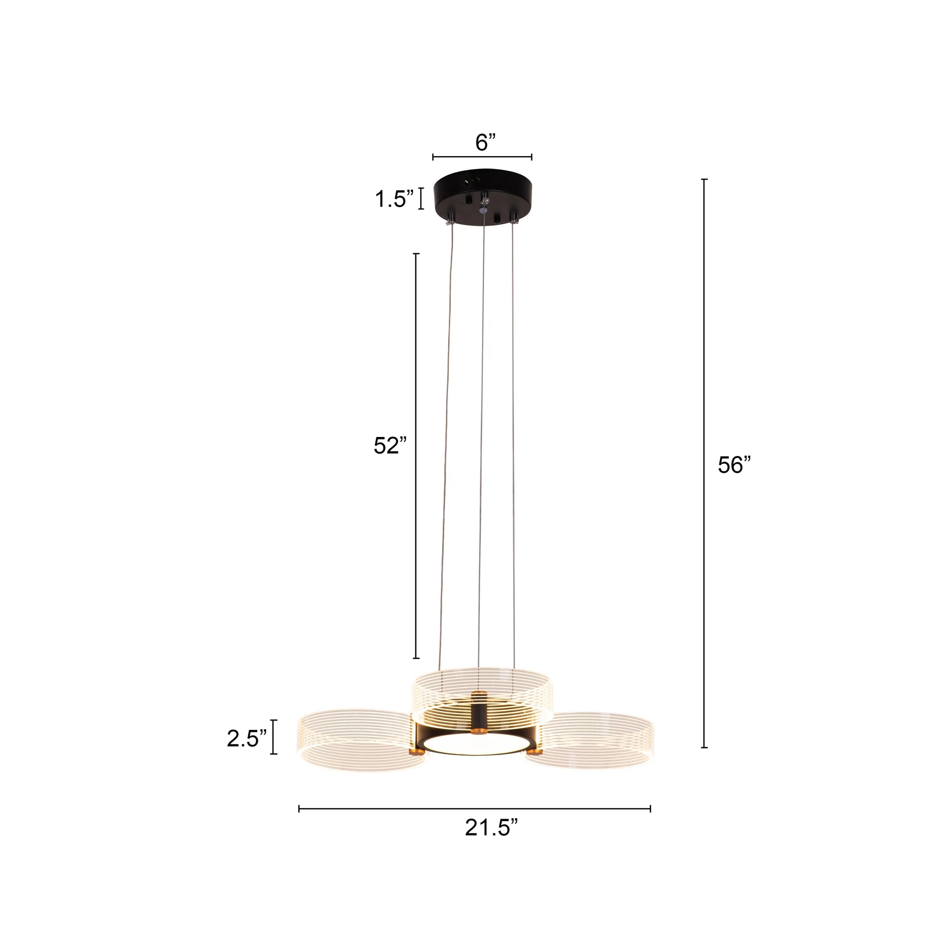 Meet And Greet small chandelier with 3 dimmable LED heads and remote control