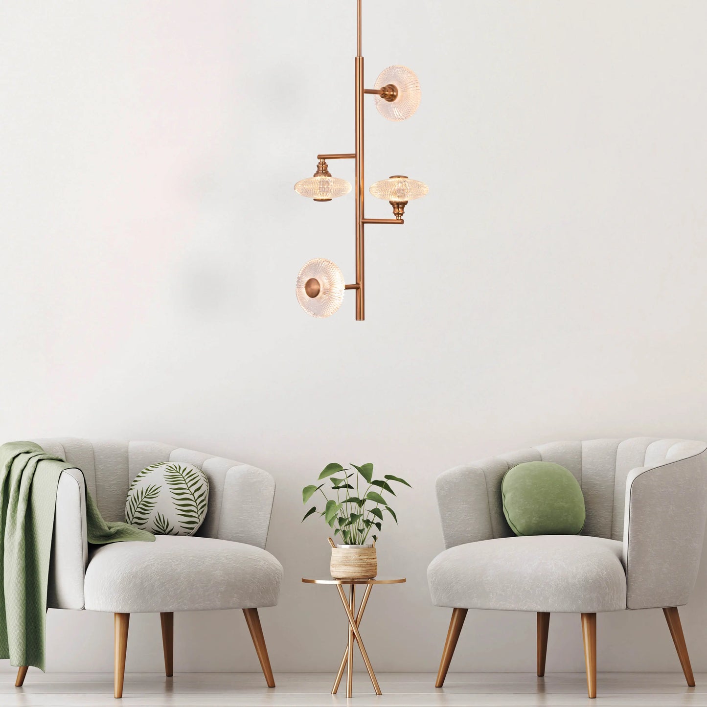 Dream Sequence Chandelier illuminating a luxurious living room with ethereal glow