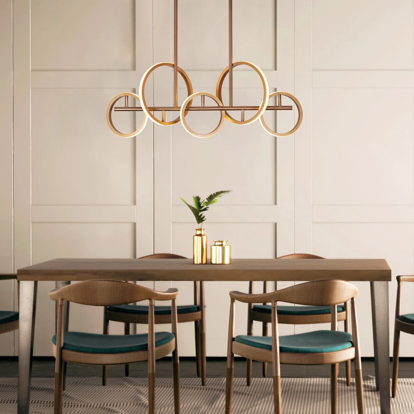 Lifetime To Live Signature Chandelier illuminating a luxurious dining room.