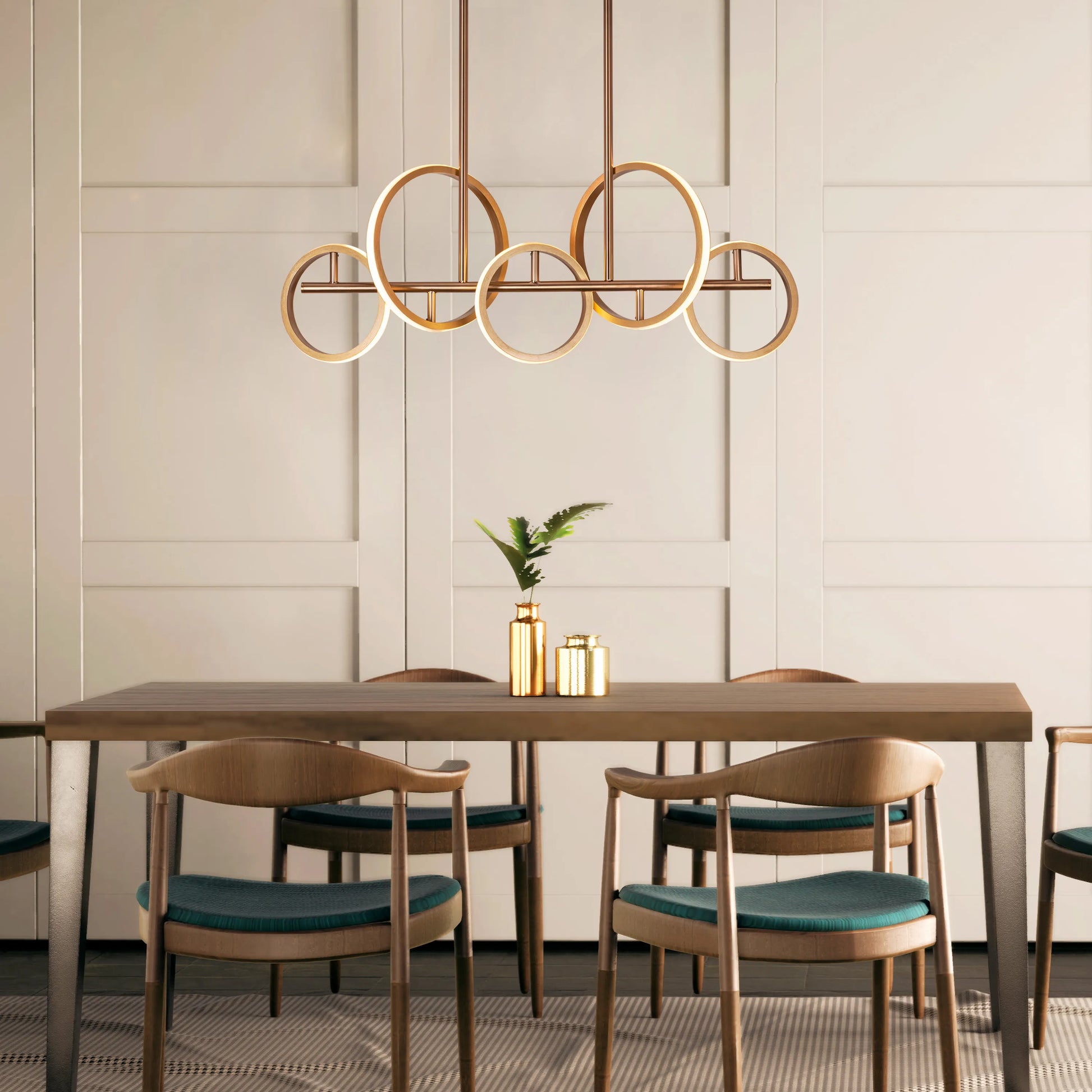 Lifetime To Live Signature Chandelier illuminating a luxurious dining room.
