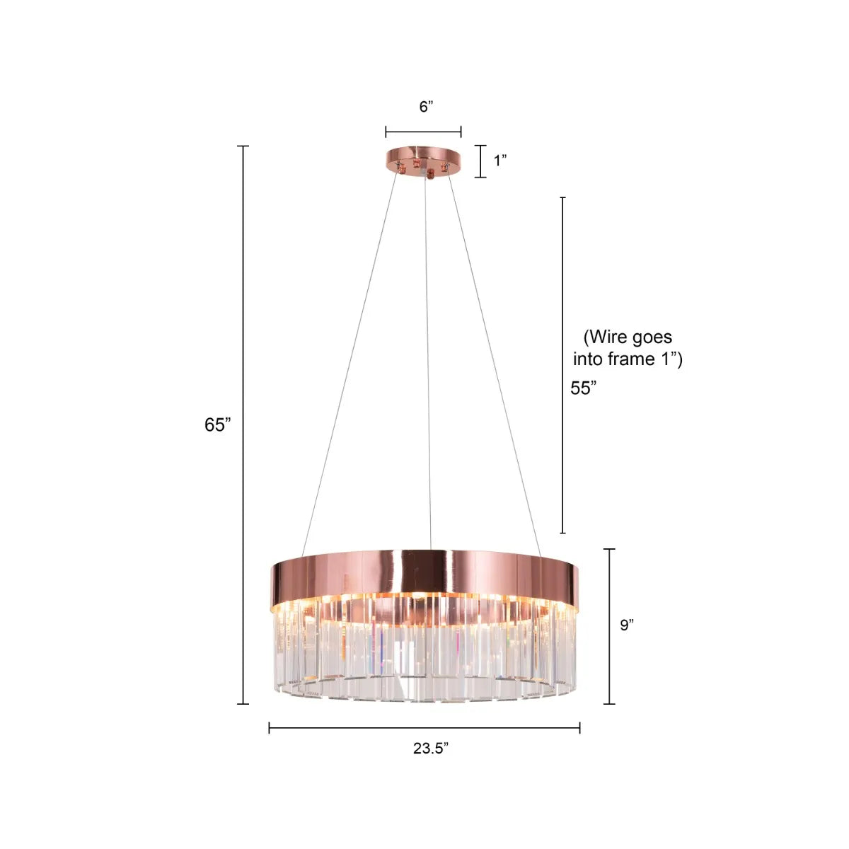 Center Of Attention rose gold crystal chandelier with sparkling crystals.