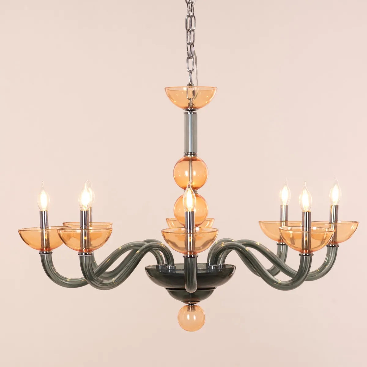Steps Of Rome (Large, Green, Amber) Glass Chandelier