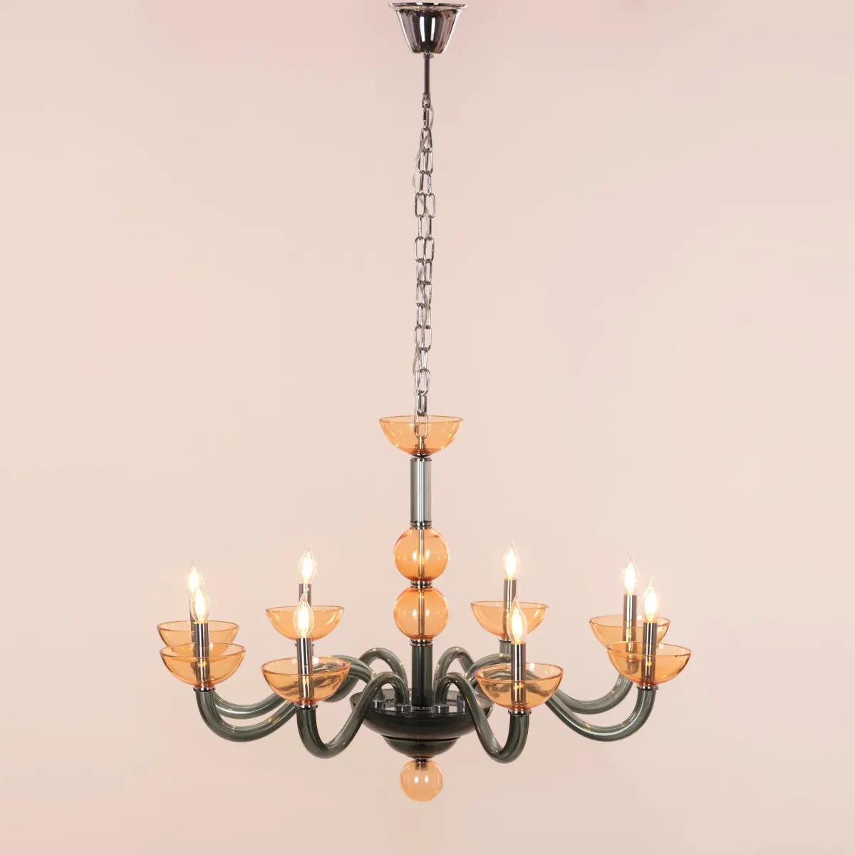 Steps Of Rome (Large, Green, Amber) Glass Chandelier