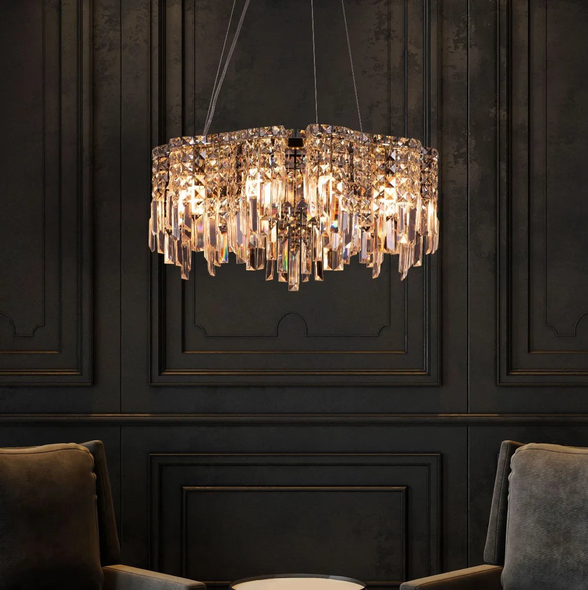 Through The Fire Chandelier in gold finish