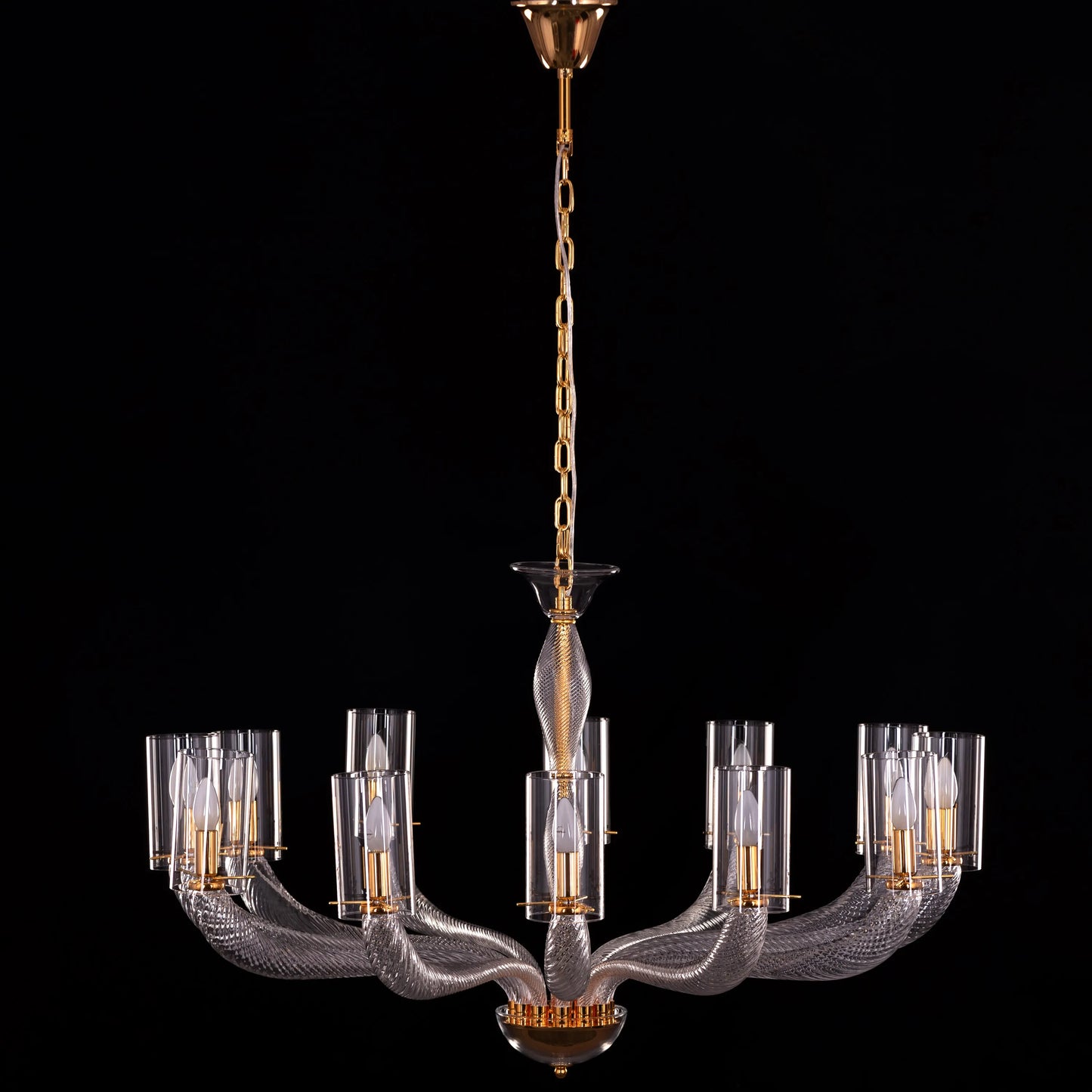 Midnight In Paris (Large, Gold) Glass Chandelier