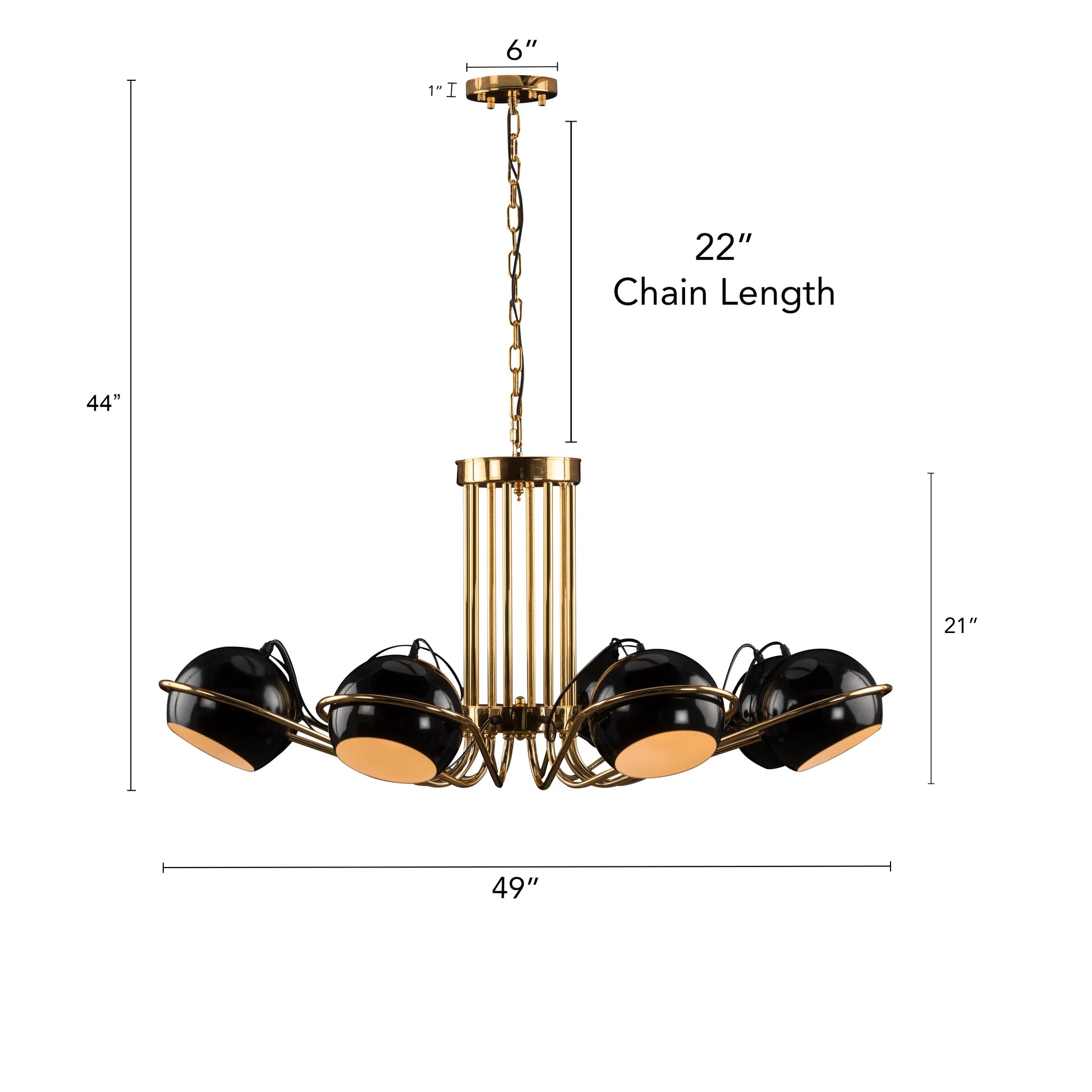 Midnight Memories Grand chandelier in gold and black design.