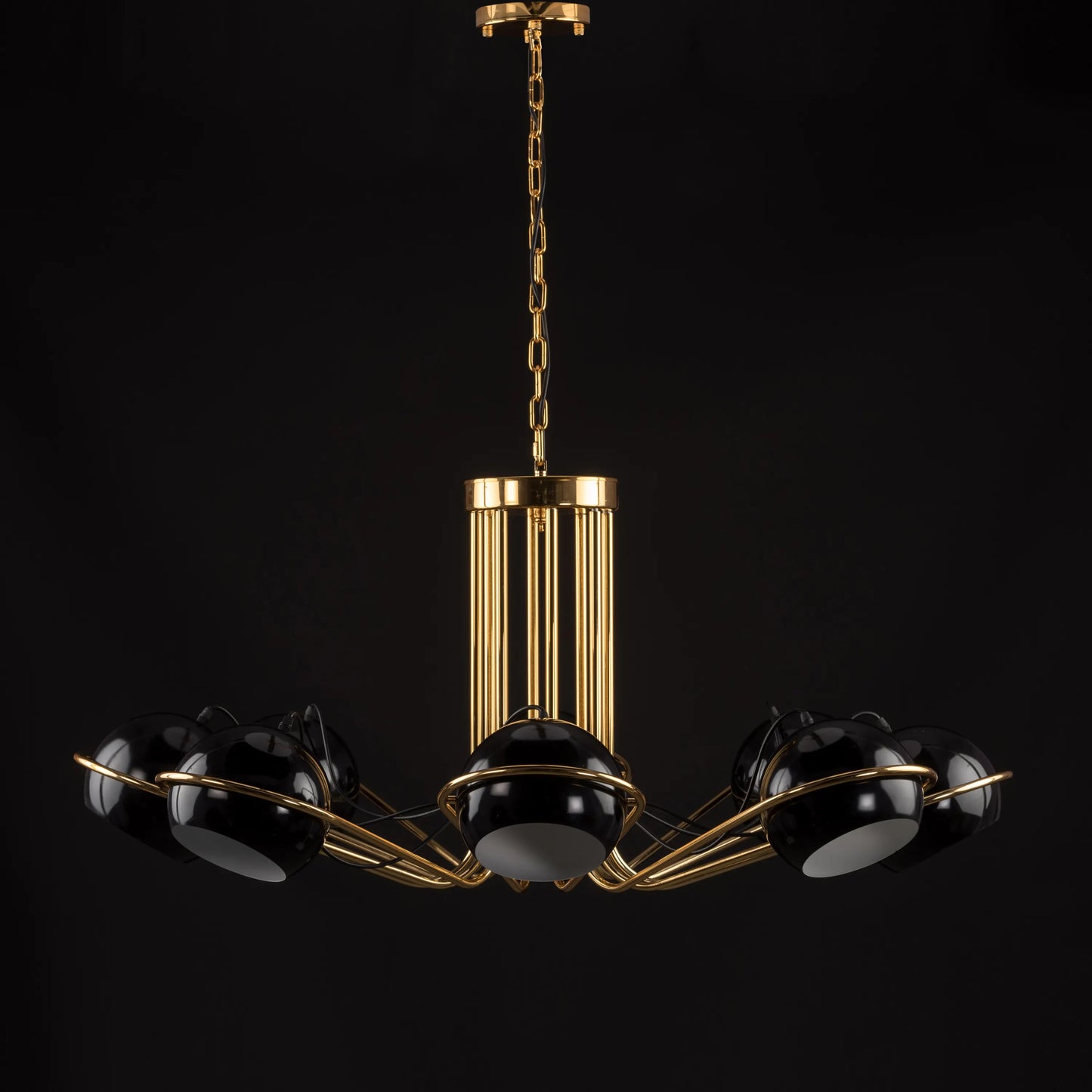 Midnight Memories Grand chandelier in gold and black design.