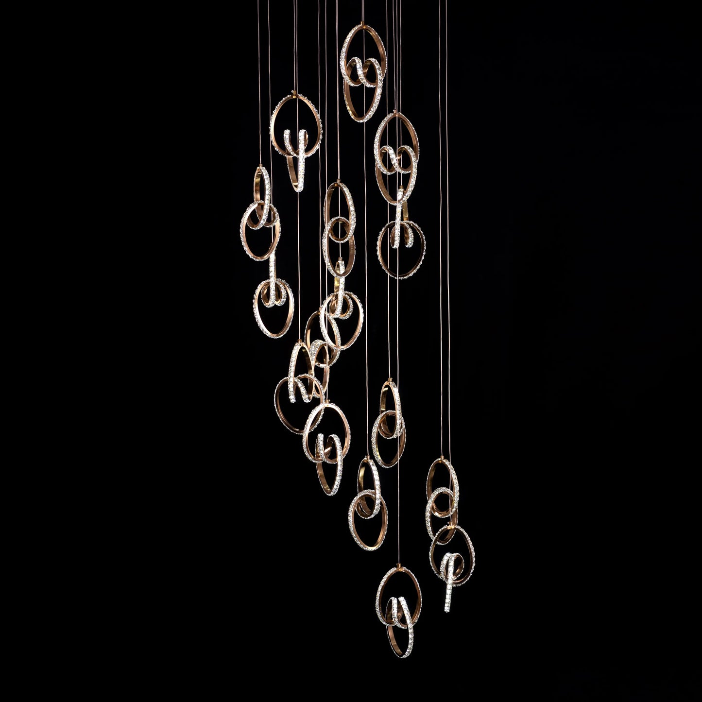 Marry Me (Large, Gold, Dimmable LED with Remote Control) Crystal Double Height Chandelier
