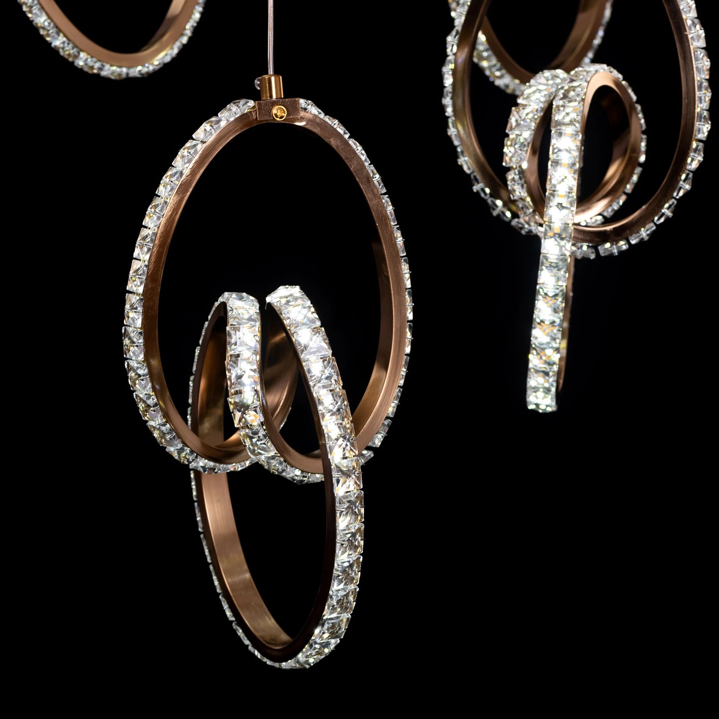 Marry Me (Large, Gold, Dimmable LED with Remote Control) Crystal Double Height Chandelier