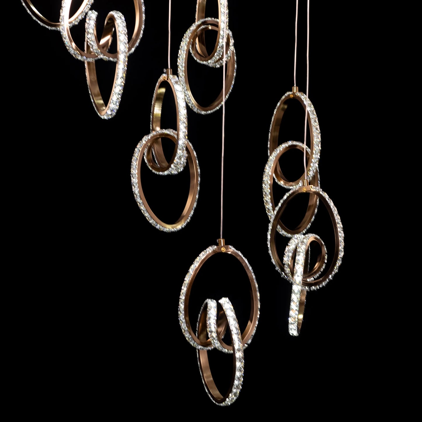 Marry Me (Large, Gold, Dimmable LED with Remote Control) Crystal Double Height Chandelier