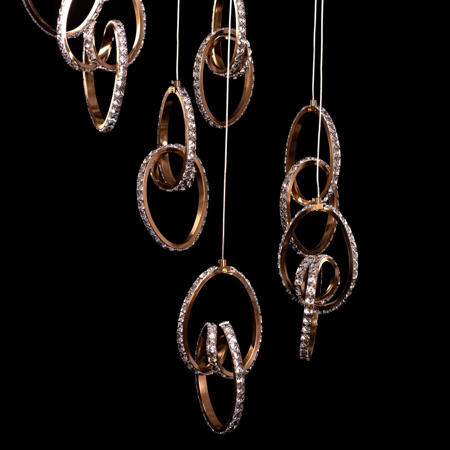 Marry Me (Large, Gold, Dimmable LED with Remote Control) Crystal Double Height Chandelier