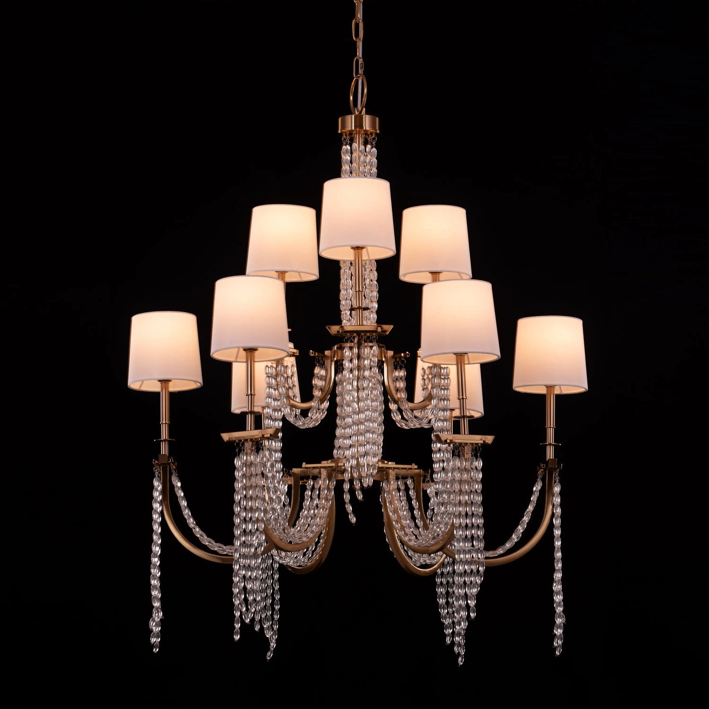 Cupid's Kiss (Gold) Crystal Double Height Chandelier