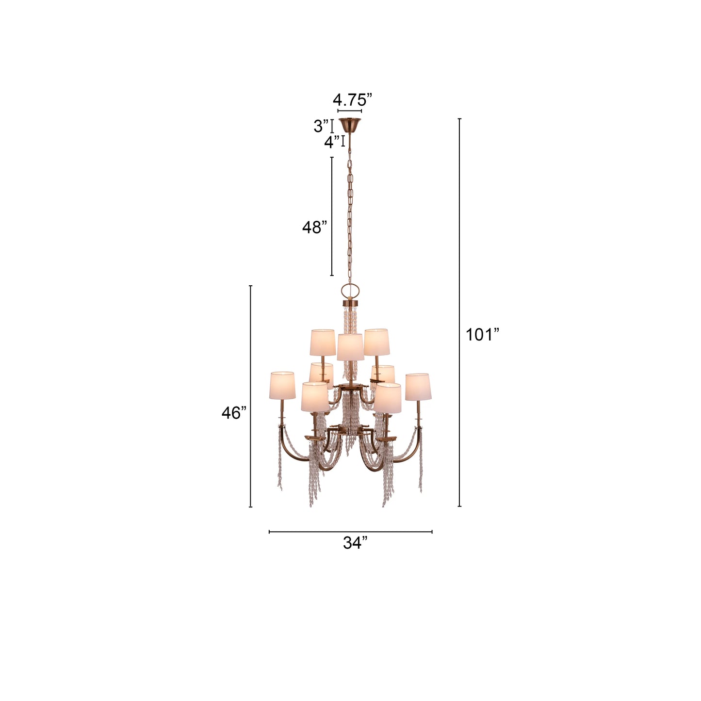 Cupid's Kiss Chandelier in gold finish