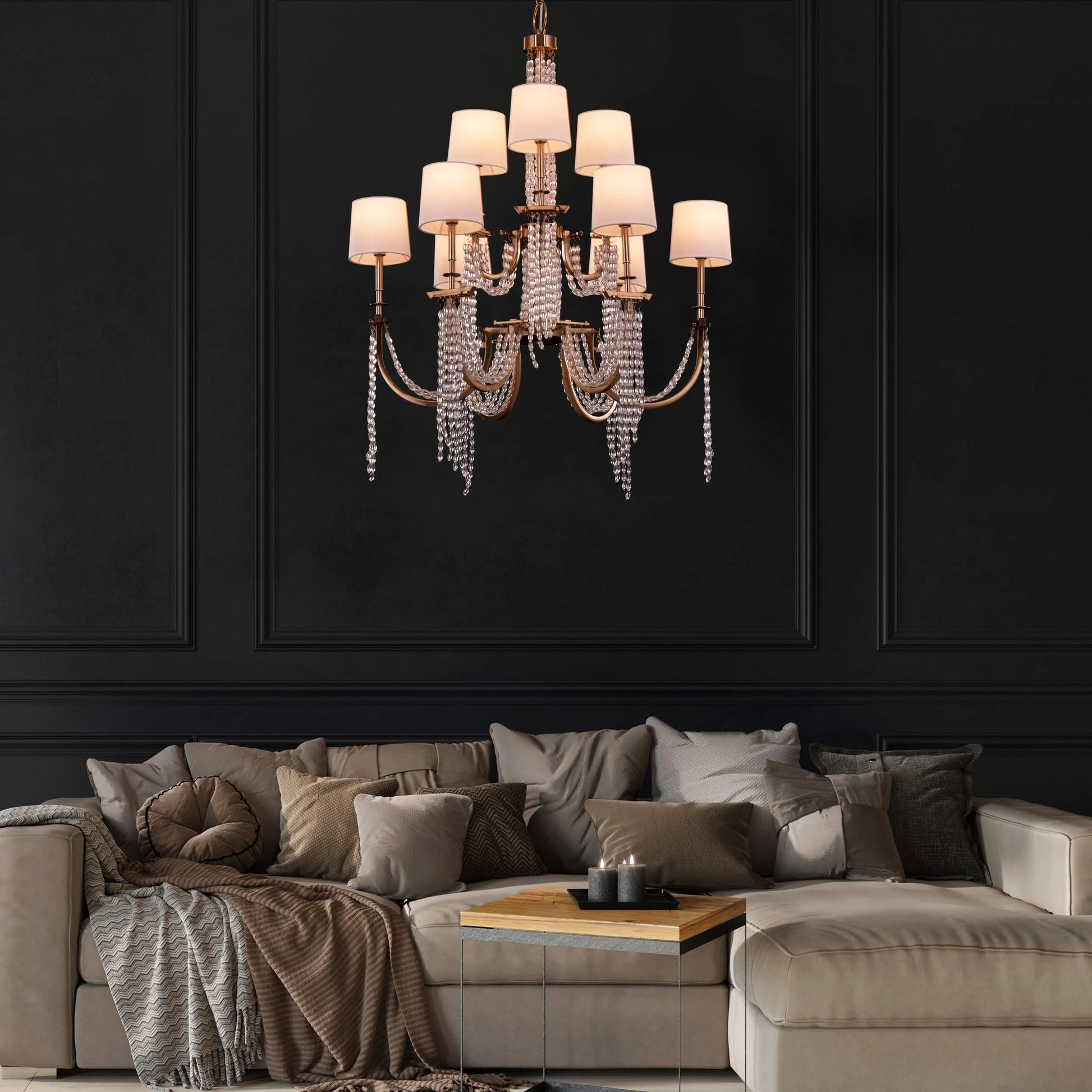 Cupid's Kiss Chandelier in gold finish