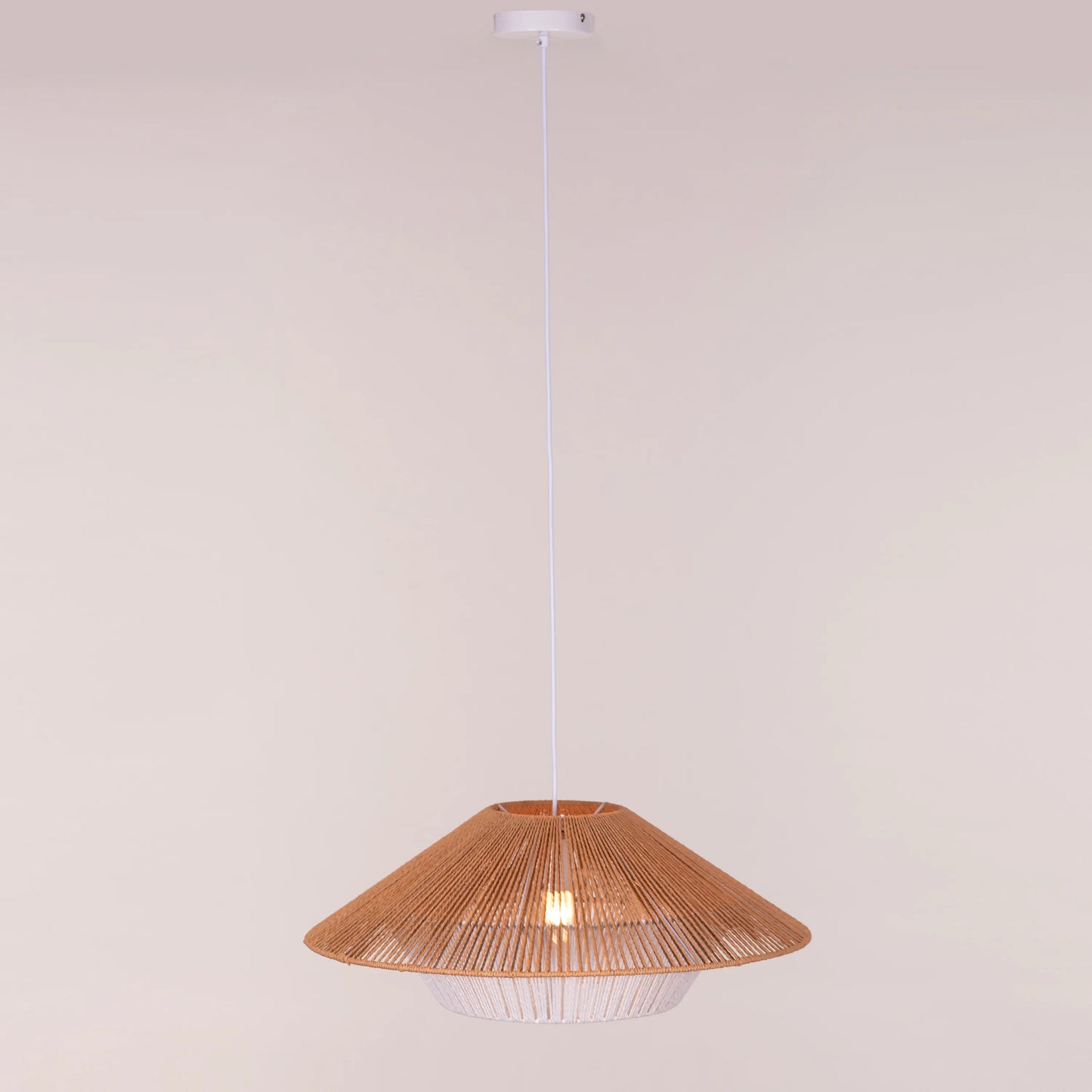 Mean What You Say (Brown, White) Rattan Pendant Light