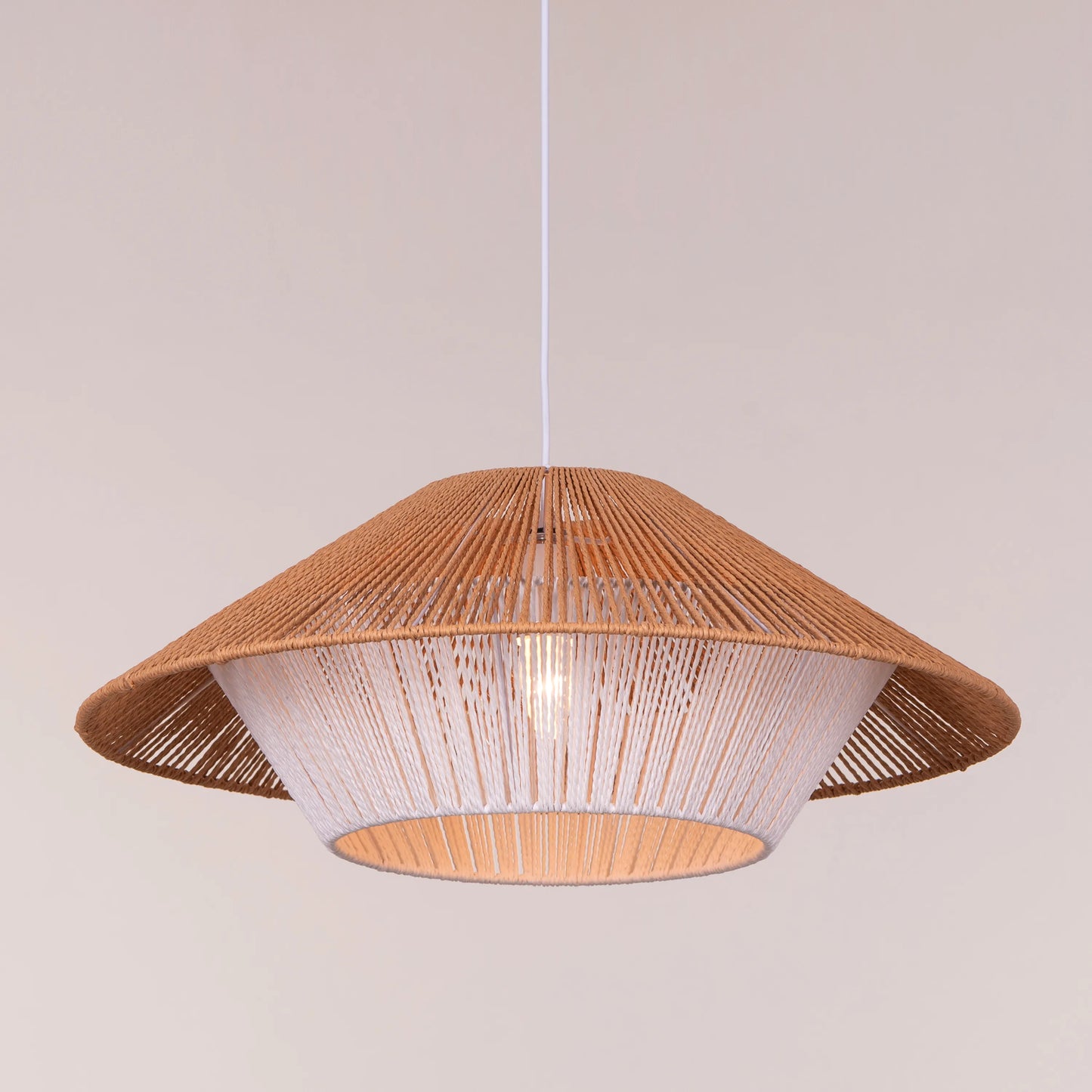 Mean What You Say (Brown, White) Rattan Pendant Light