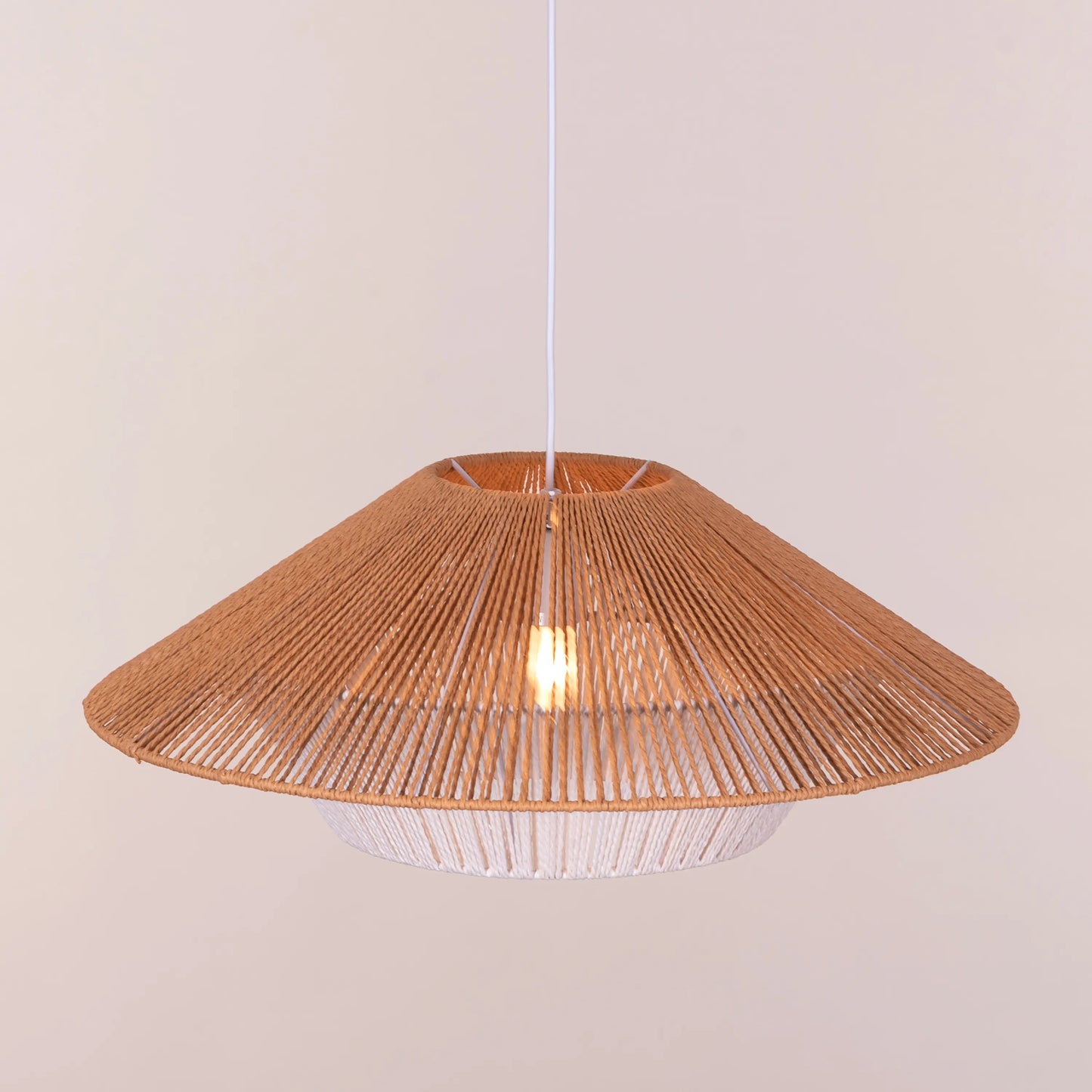 Mean What You Say (Brown, White) Rattan Pendant Light