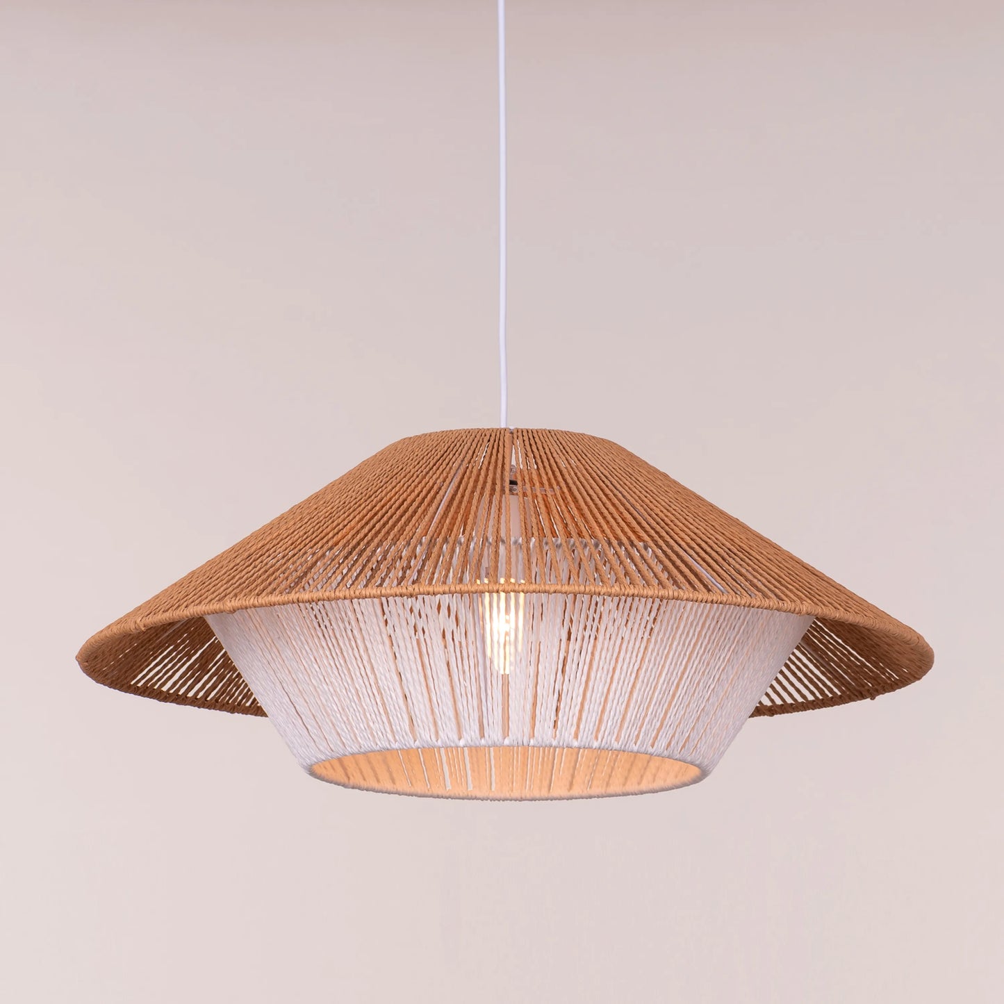Mean What You Say (Brown, White) Rattan Pendant Light