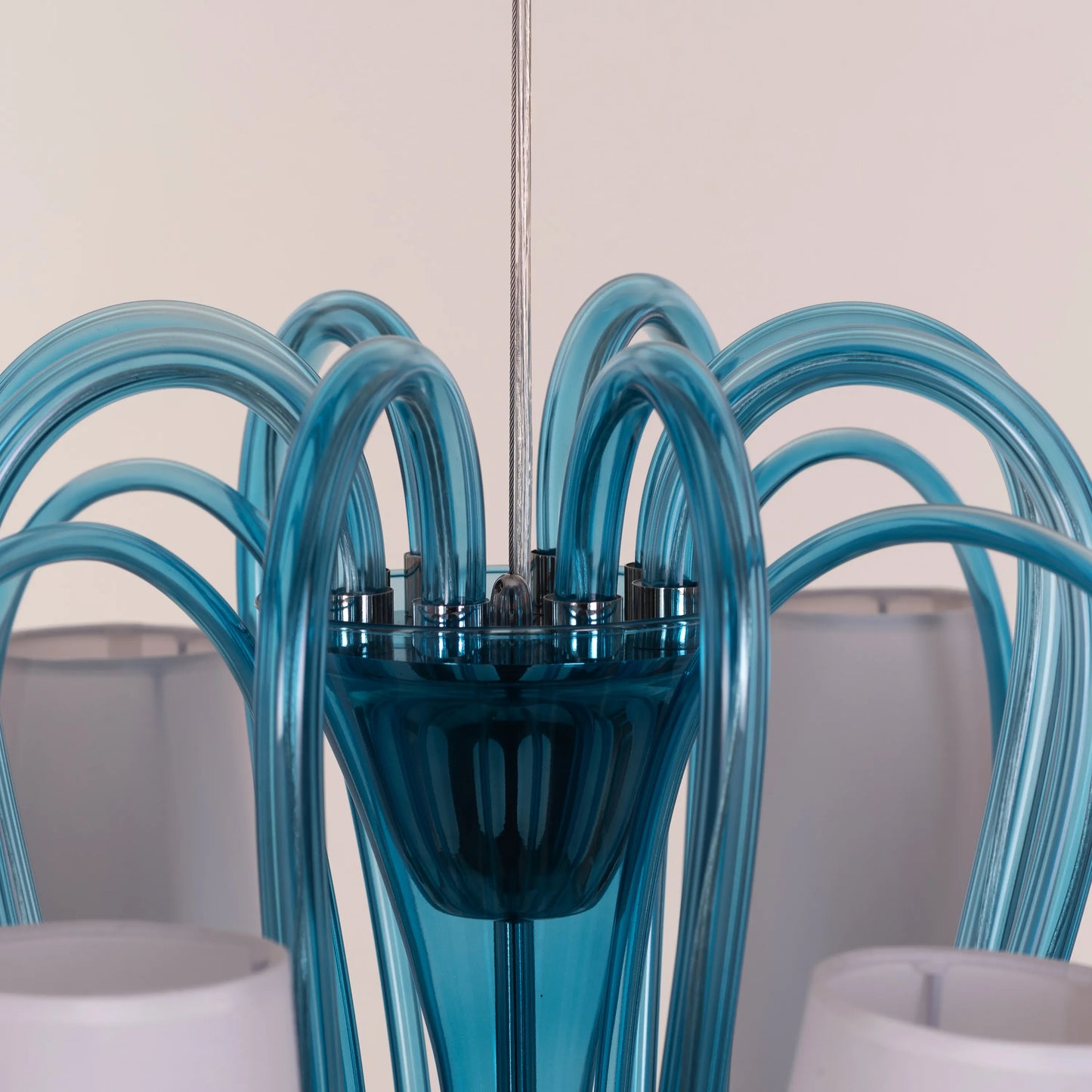 Lunch In London (Blue, White) Glass Chandelier