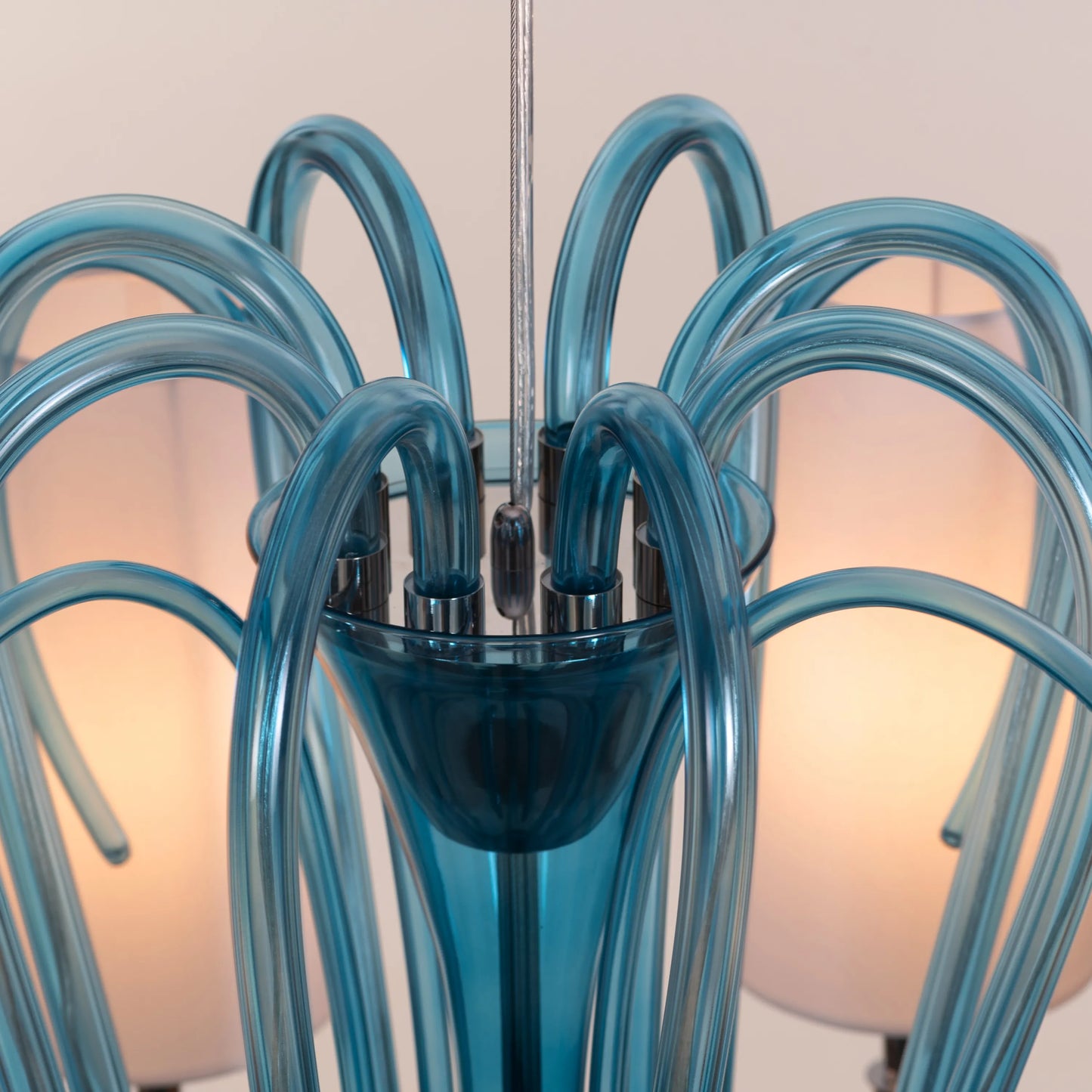 Lunch In London (Blue, White) Glass Chandelier