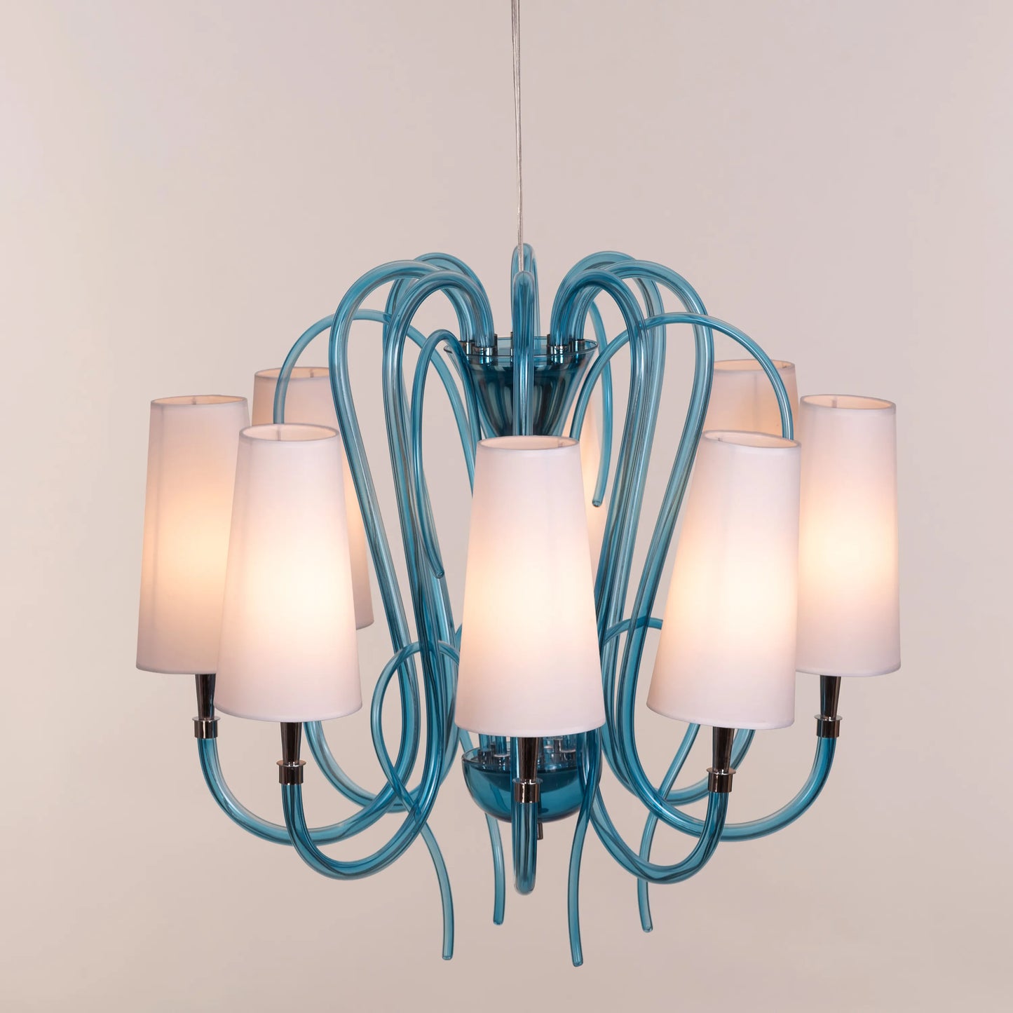 Lunch In London (Blue, White) Glass Chandelier