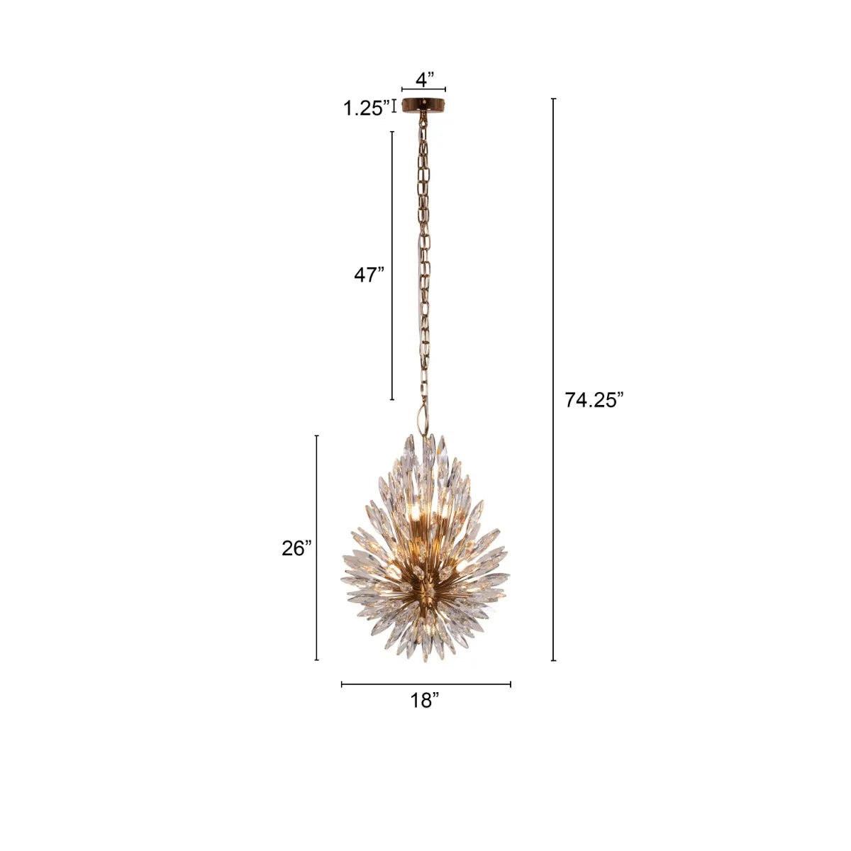 Jewel Of My Heart (Gold) Crystal Pendant Light