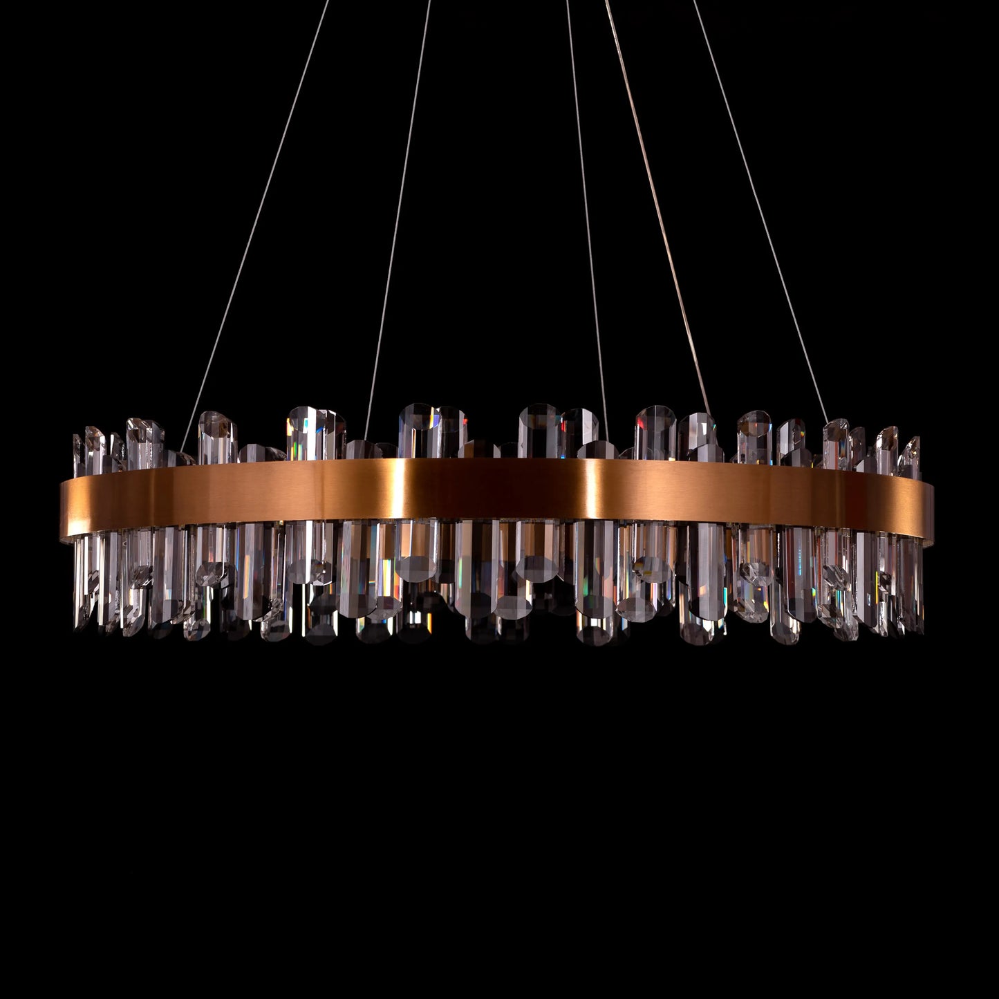 Start From Scratch (Large, Gold, Dimmable LED with Remote Control) Round Crystal Chandelier